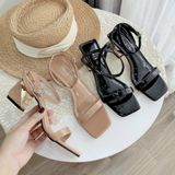 SANDAL QUAI BÓNG GÓT VÀNG LỤC GIÁC D0019ER