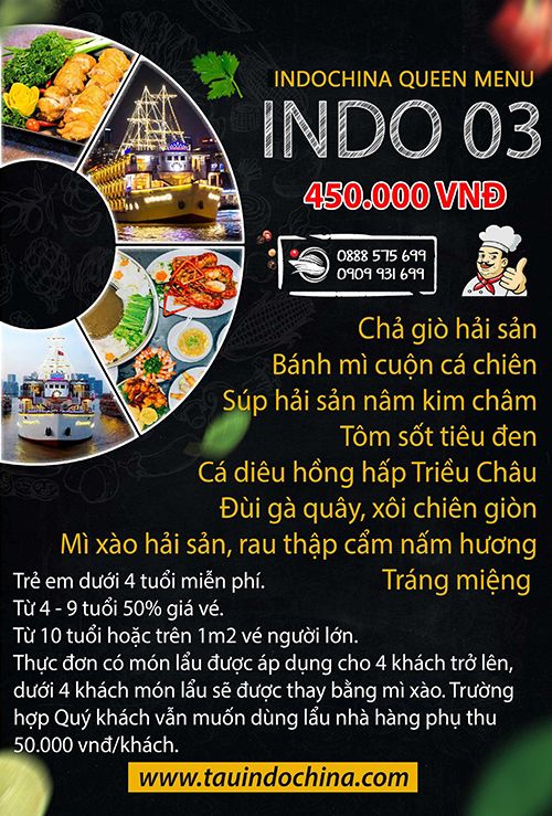 SET MENU INDO 03 - Tàu Nữ Hoàng Đông Dương - INDOCHINA QUEEN