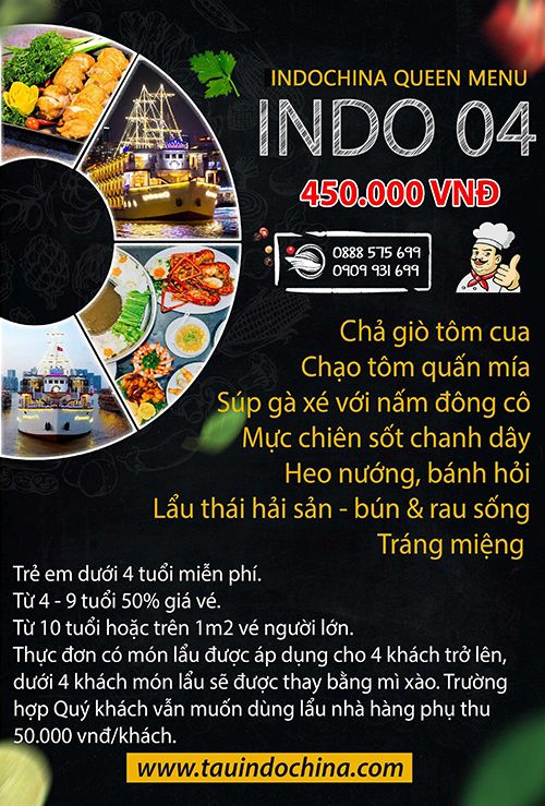 SET MENU INDO 04 - Tàu Nữ Hoàng Đông Dương - INDOCHINA QUEEN