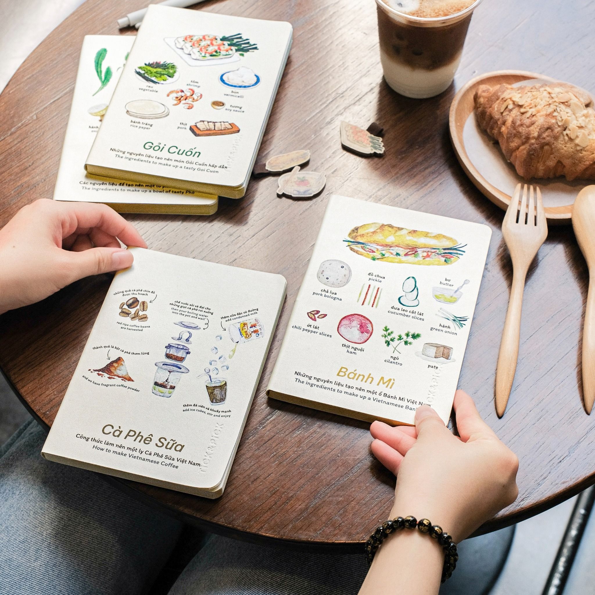 Printed Leather Notebook - Cà phê sữa