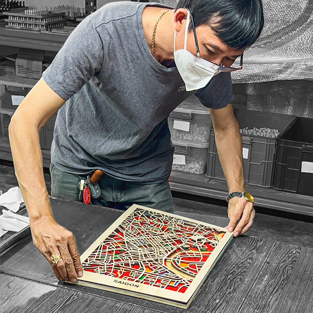Wooden City Map Việt Nam - Sài Gòn
