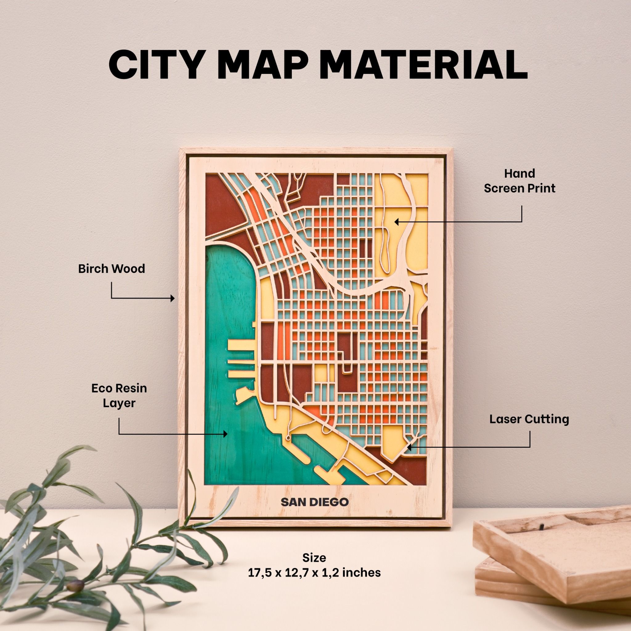 Wooden City Map - North Coast America