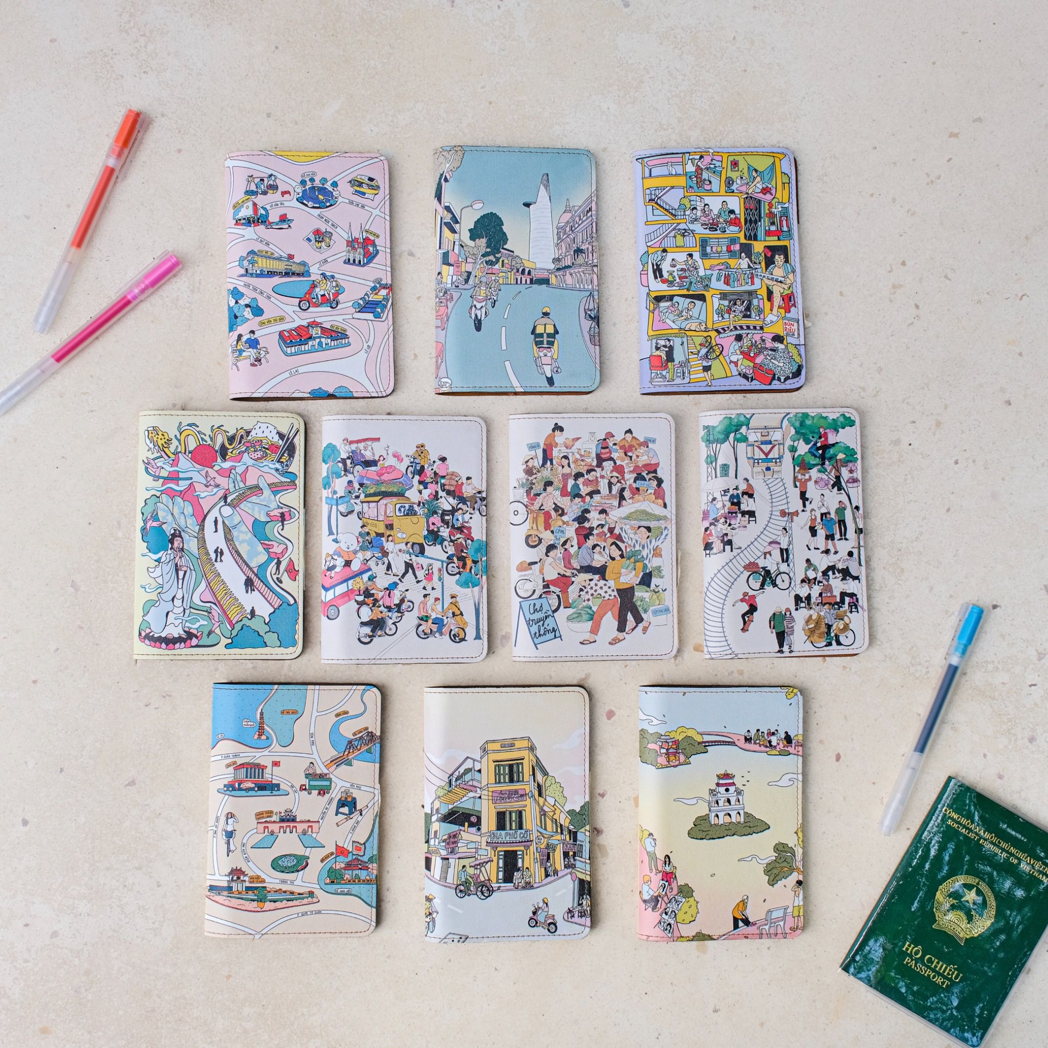 Leather Passport Holder - Saigon Map