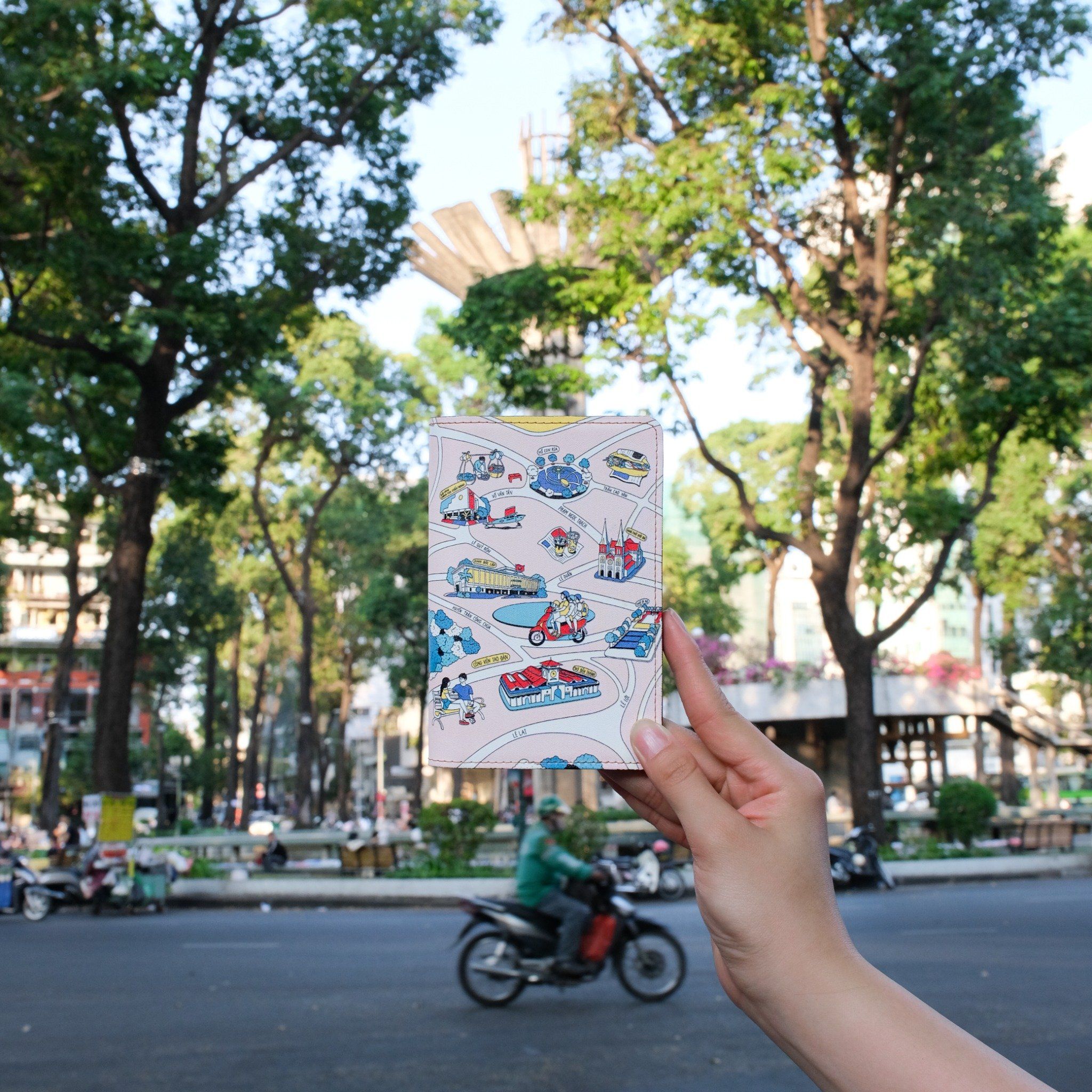 Leather Passport Holder - Saigon Map
