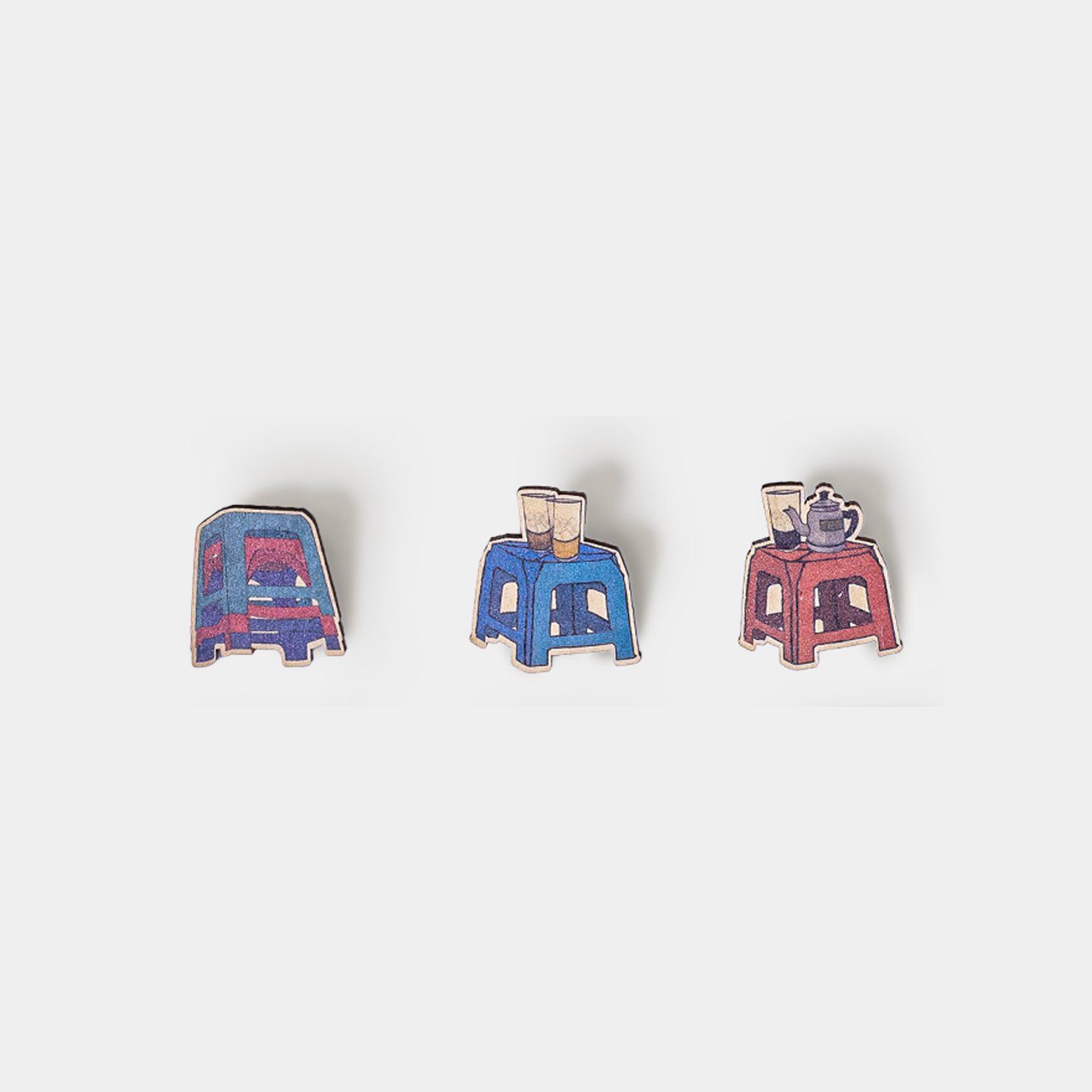 Wooden Pin - Ghế đỏ, Ghế xanh, Ghế 3 màu