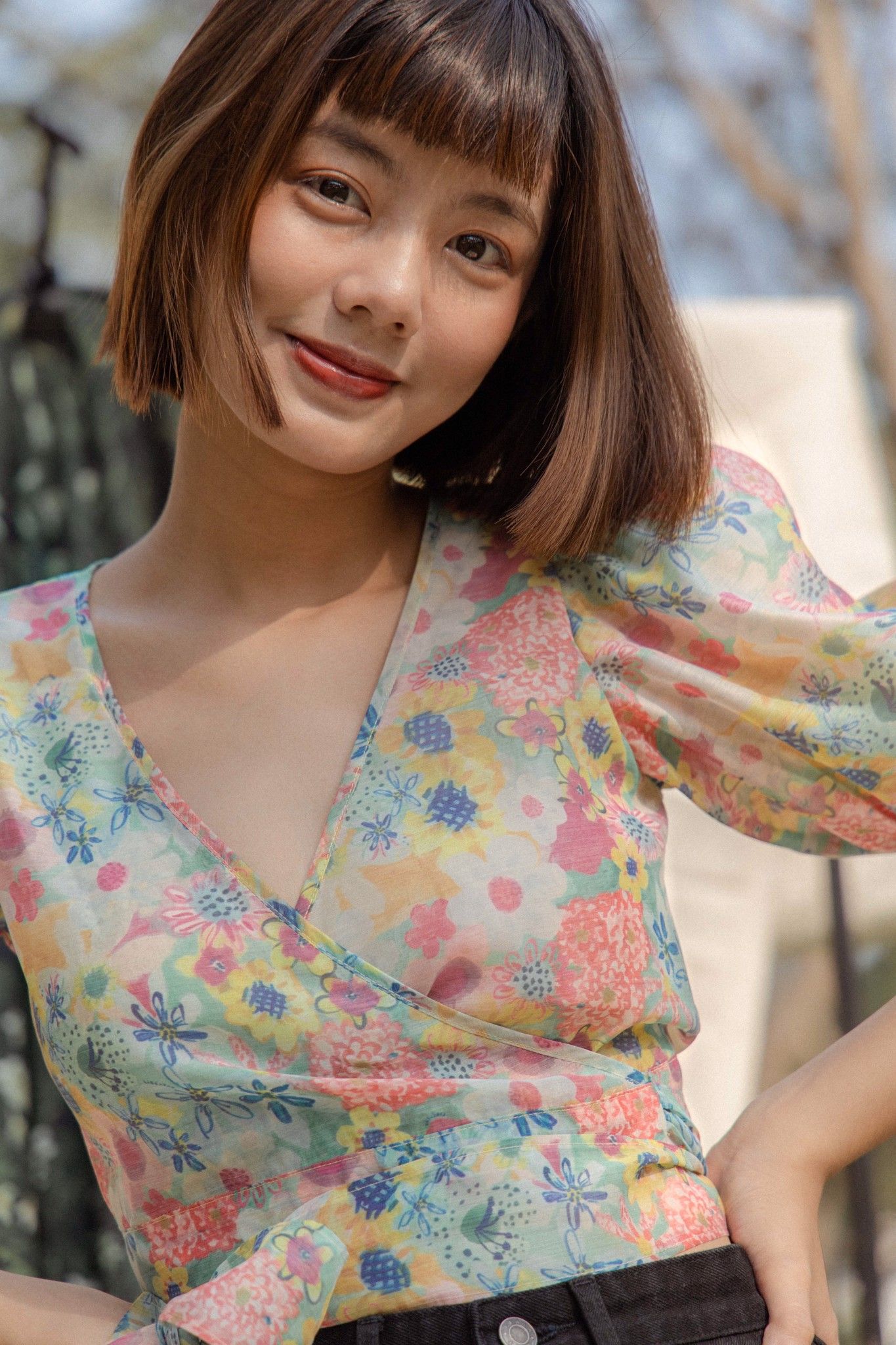 Floral Puff Sleeve Blouse