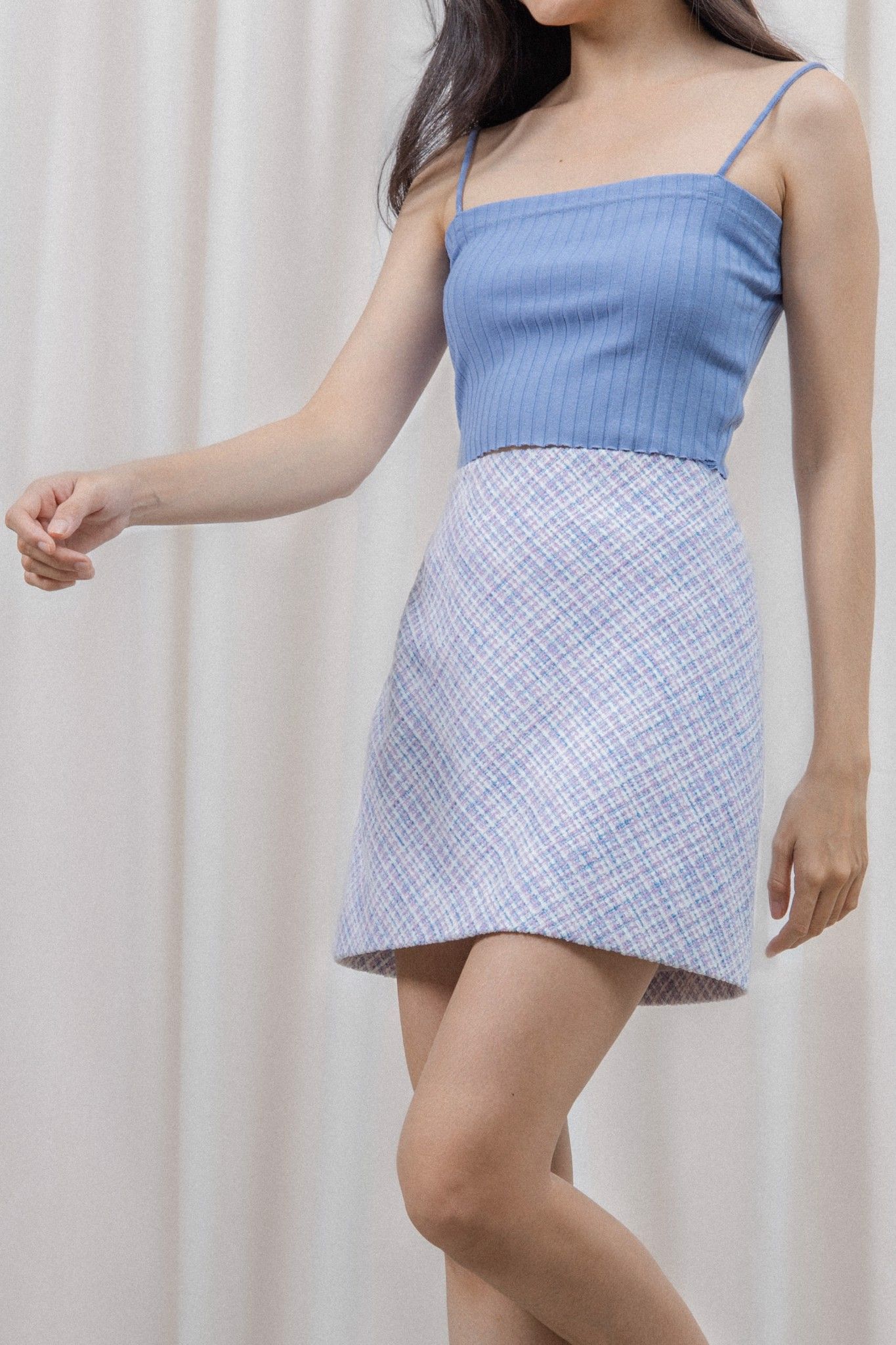 Purple Tweed Mini Skirt