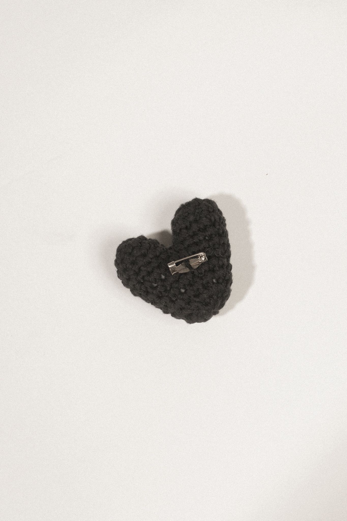  Black Heart Crochet Pin 