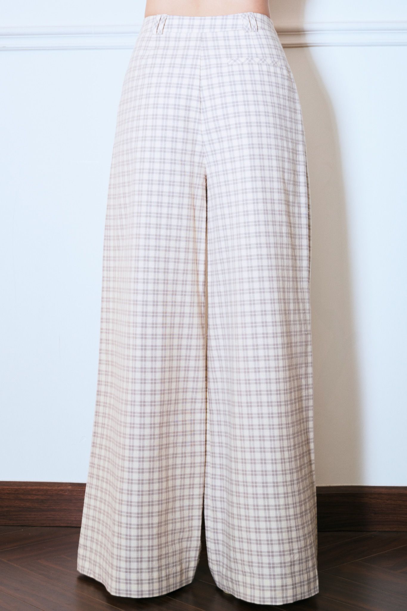 Checked Straight Leg Trousers