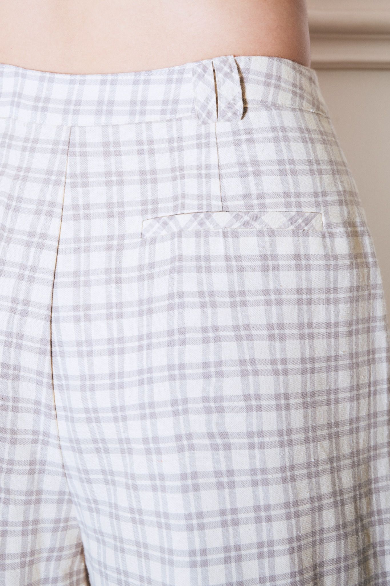 Checked Straight Leg Trousers