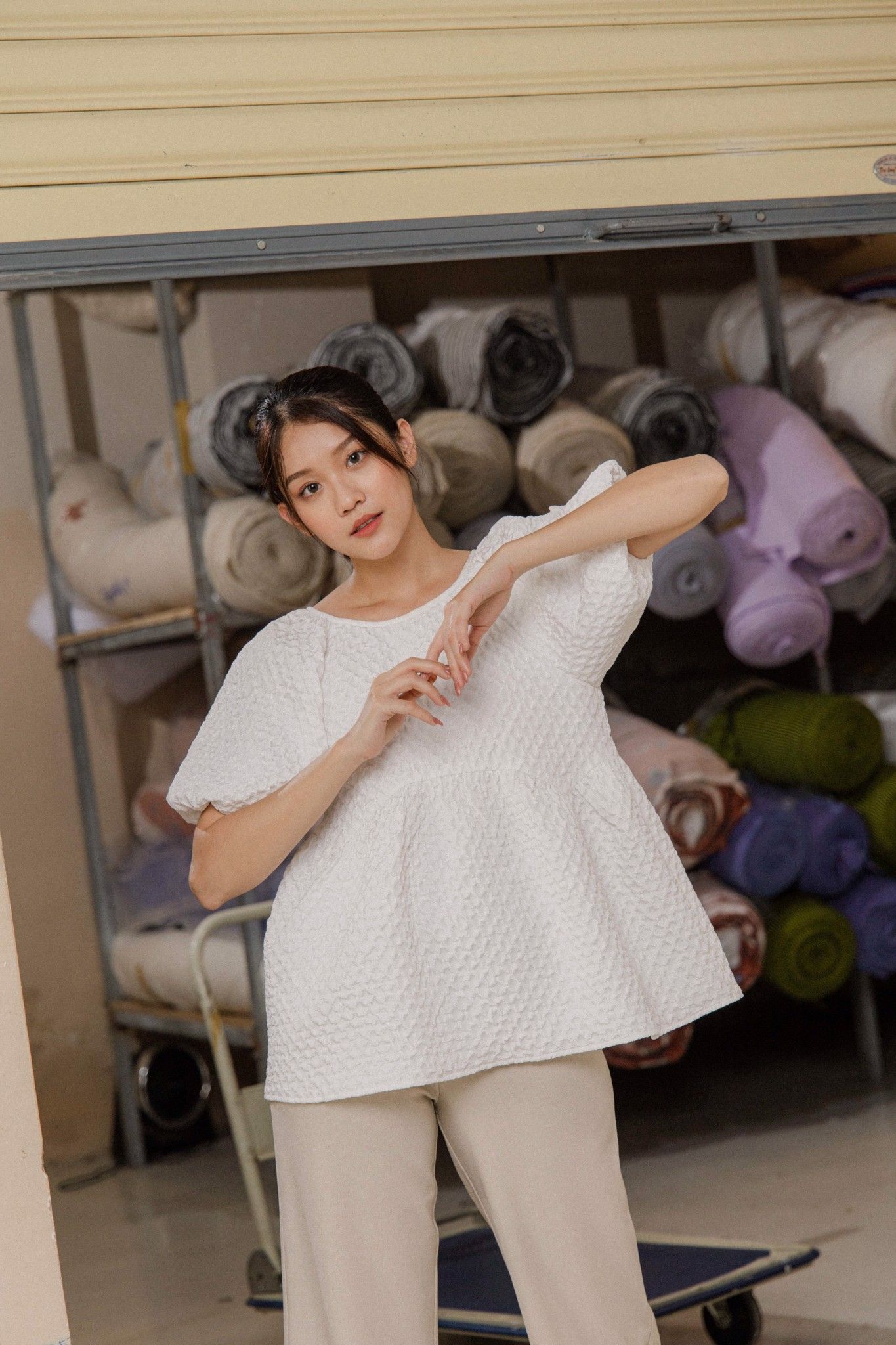 White Jacquard Blouse