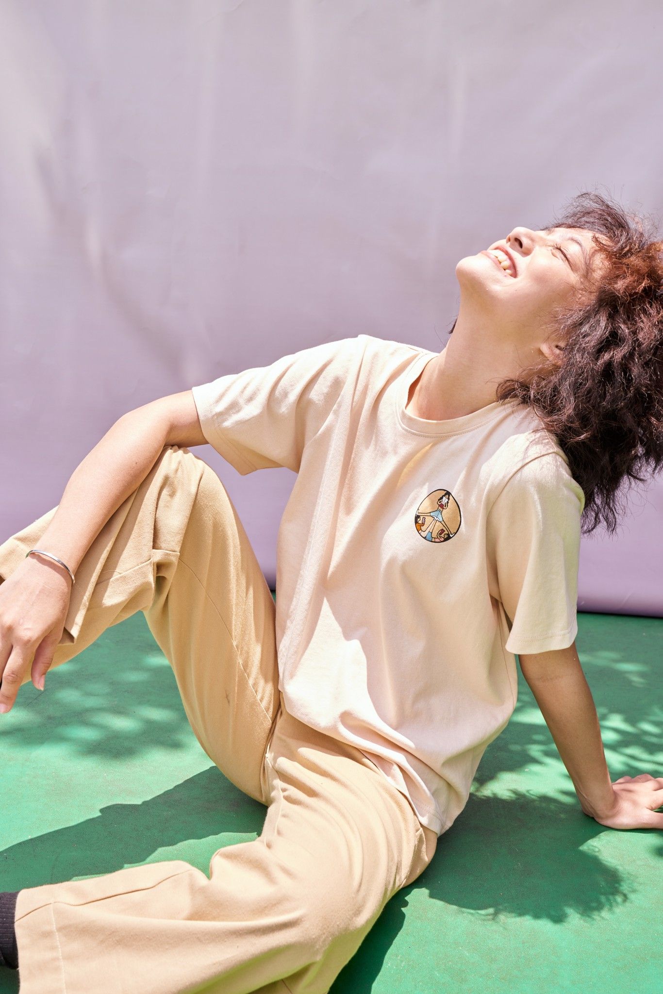 Peace Sign T-shirt- Beige
