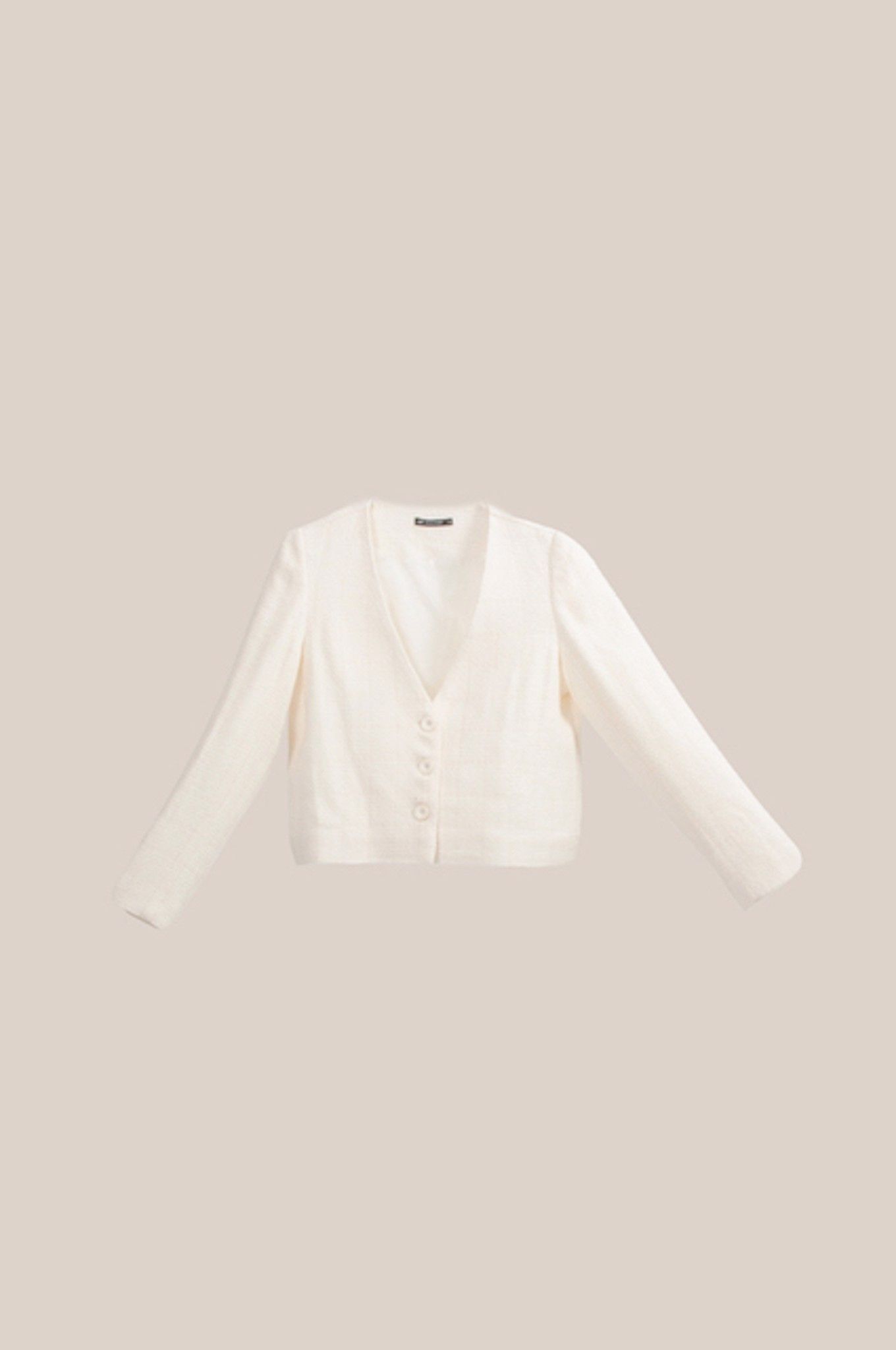 Ivory Cropped Tweed Blazer