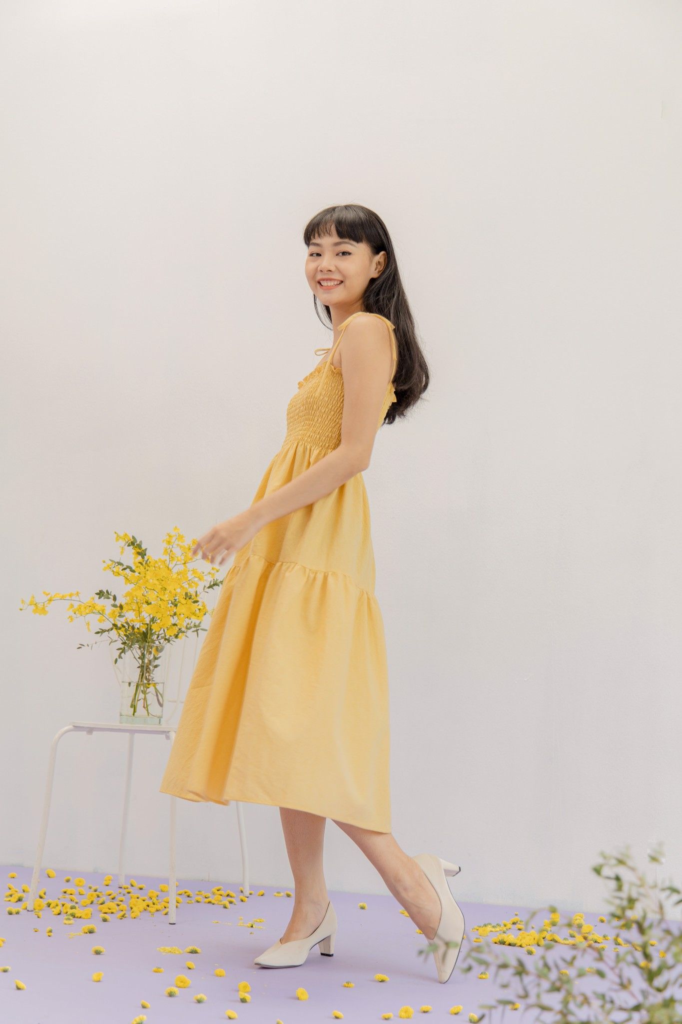 Yellow Midi Cami Dress