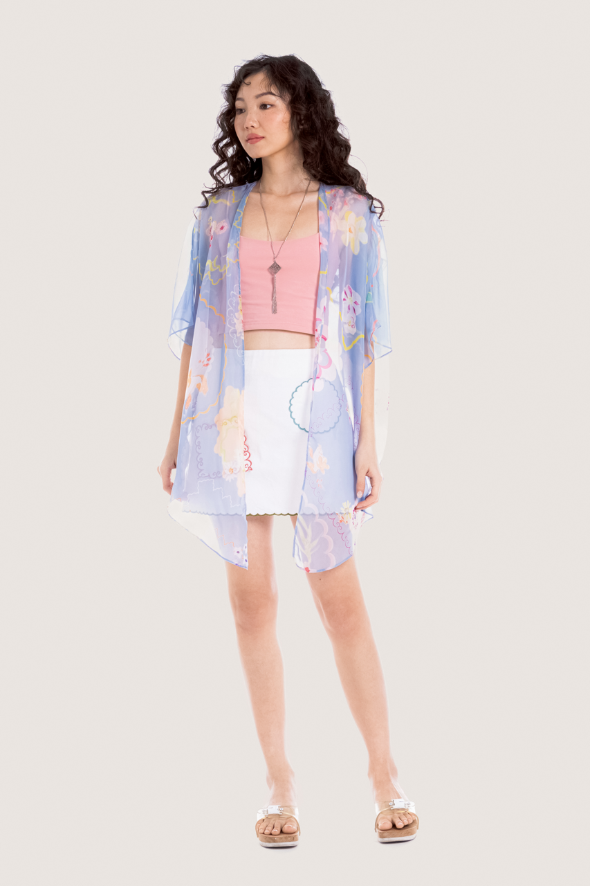 White Scalloped Edge Embroidered Mini Skirt