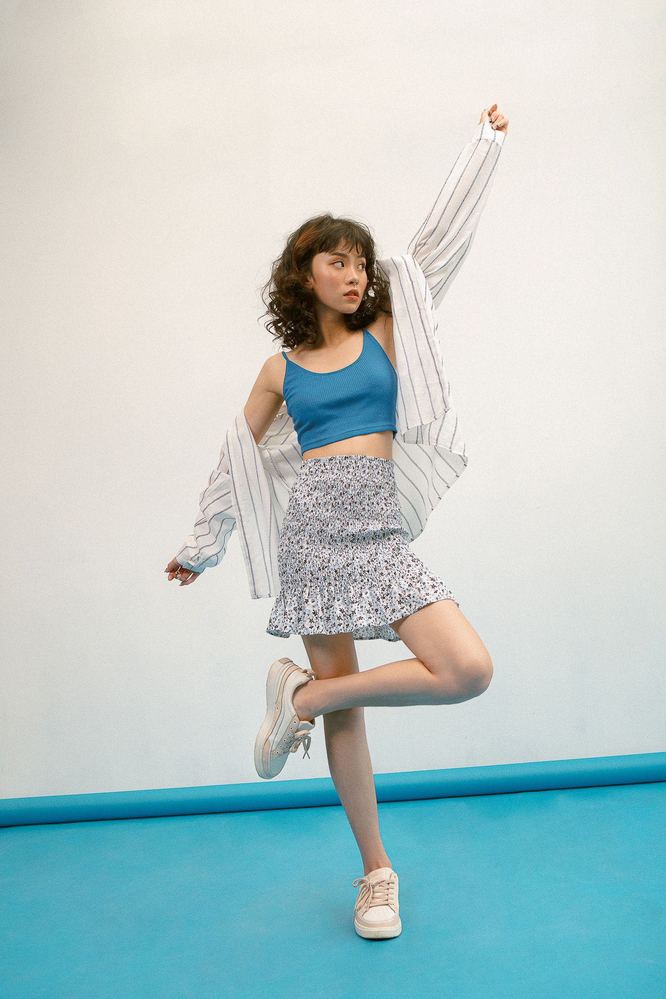 Floral Smocking Linen Skirt