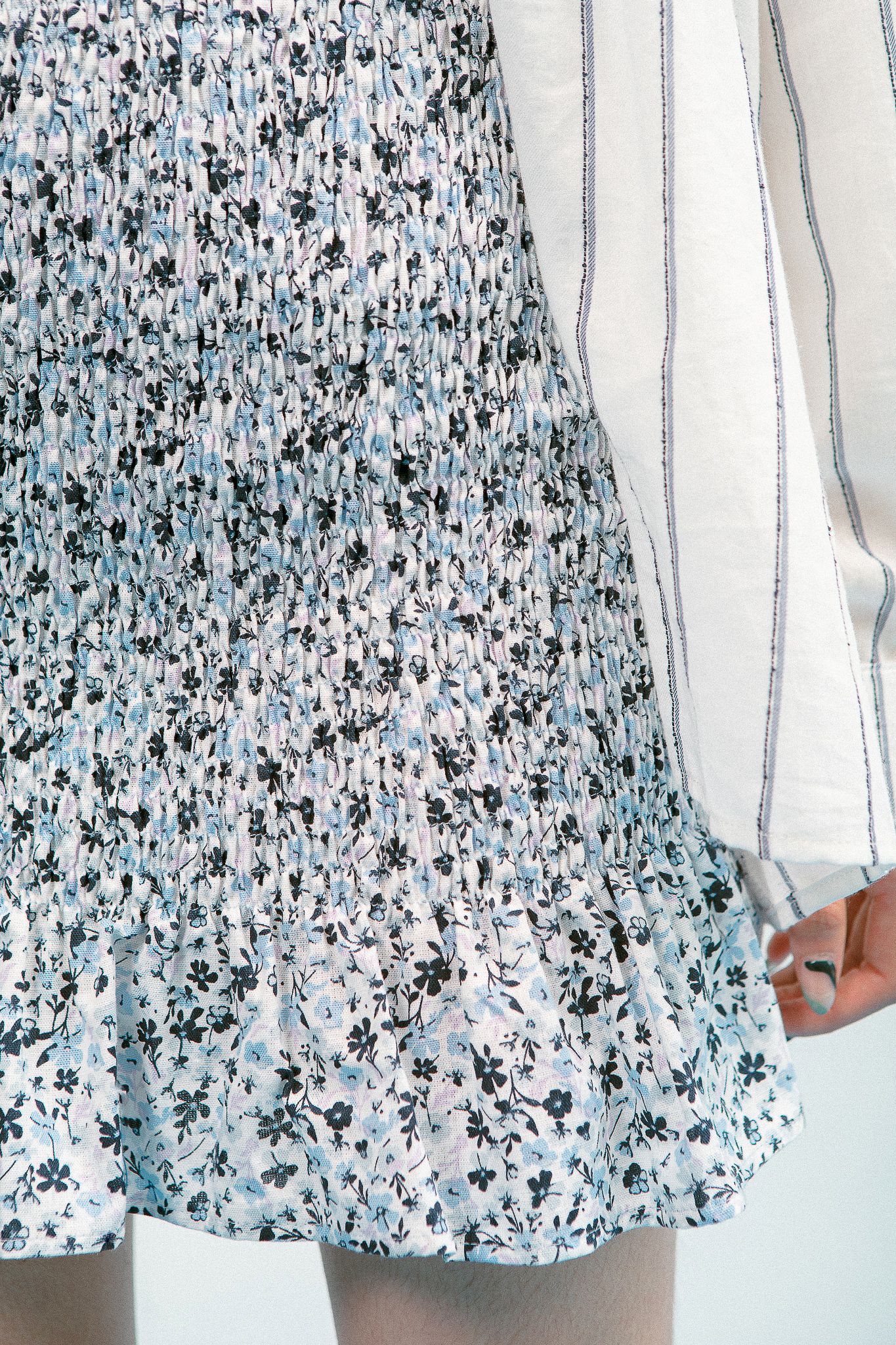 Floral Smocking Linen Skirt