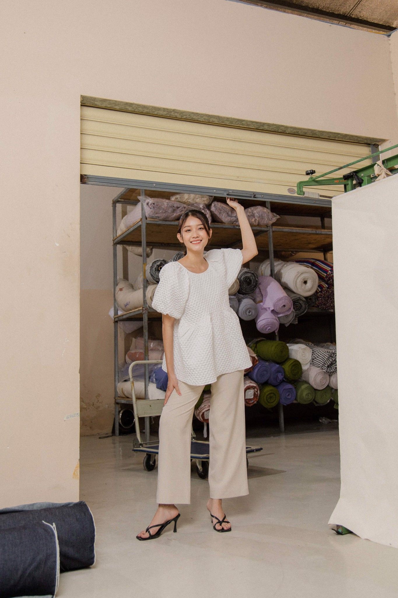 Straight Leg Trousers - Beige
