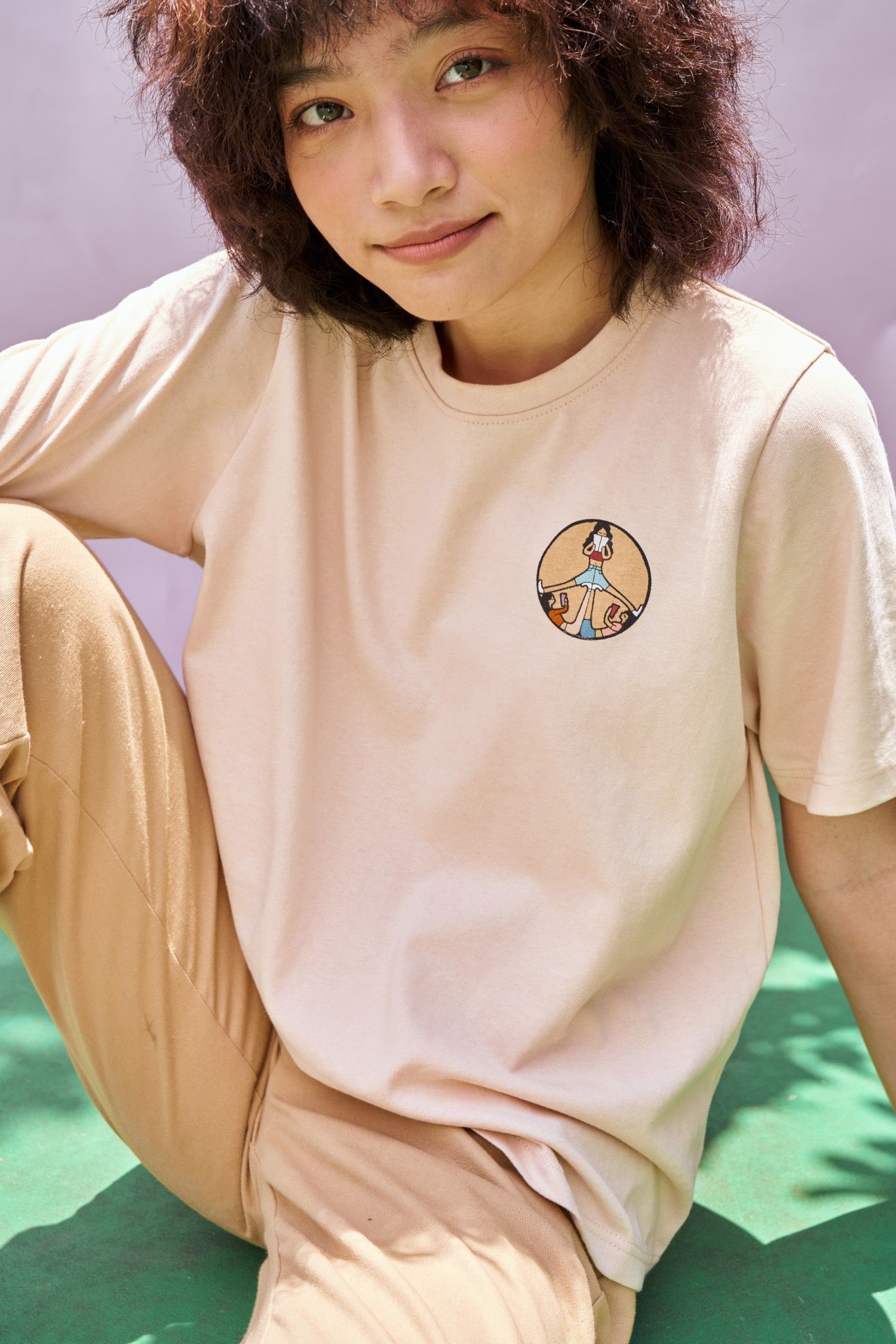 Peace Sign T-shirt- Beige