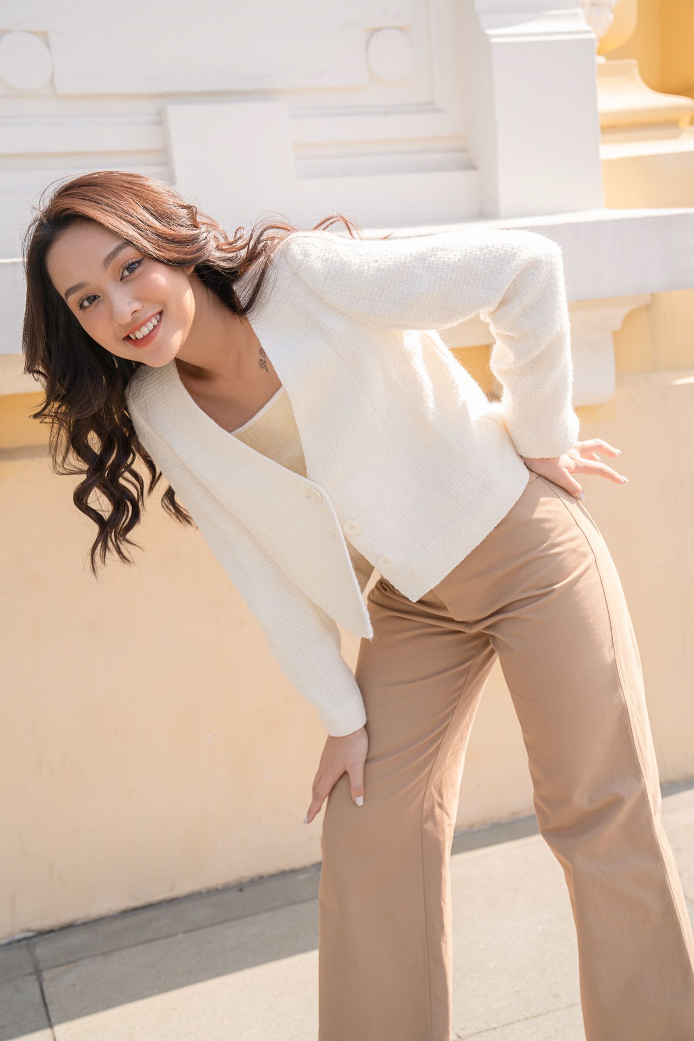 Ivory Cropped Tweed Blazer