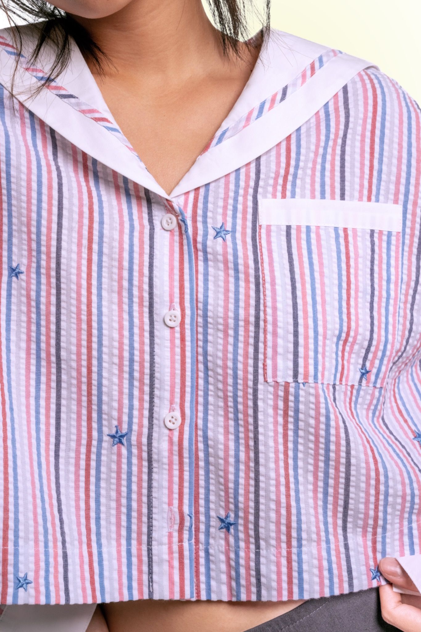 Sailor Collar Crop Shirt
