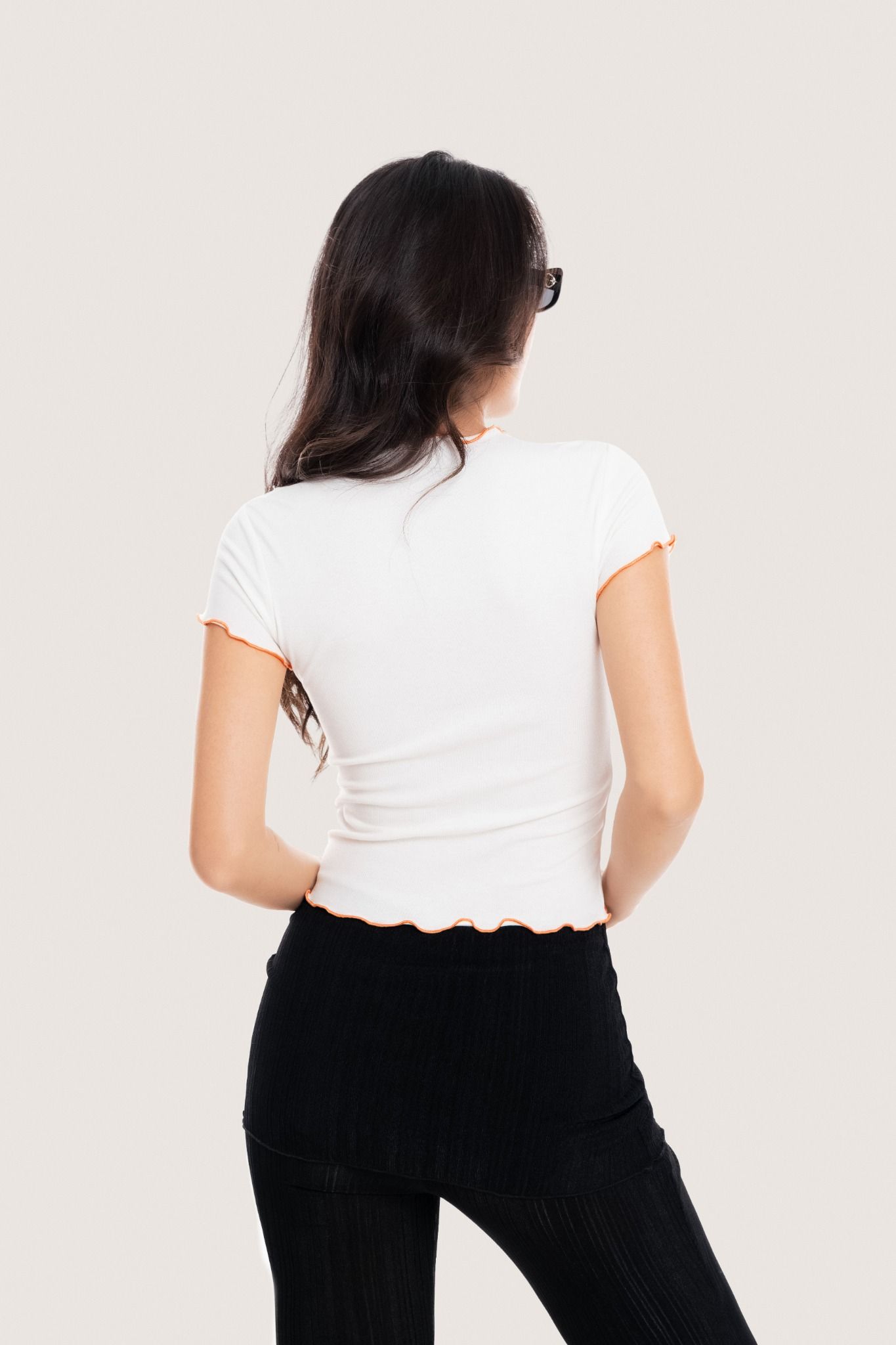 White Flowers Embellished Crop Top