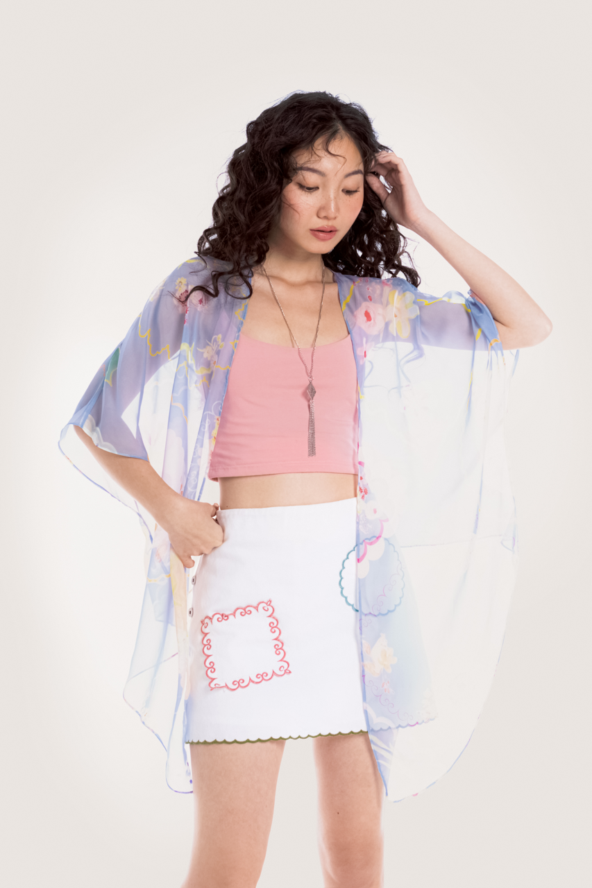 White Scalloped Edge Embroidered Mini Skirt