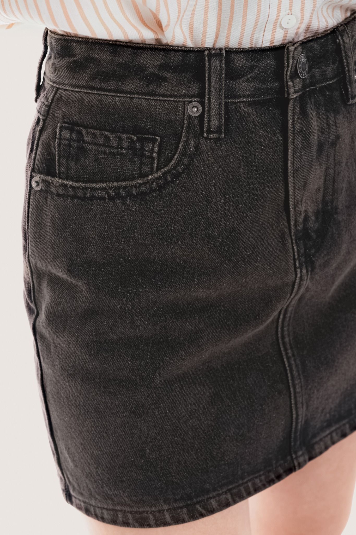 Grey Acid Wash Denim Mini Skirt