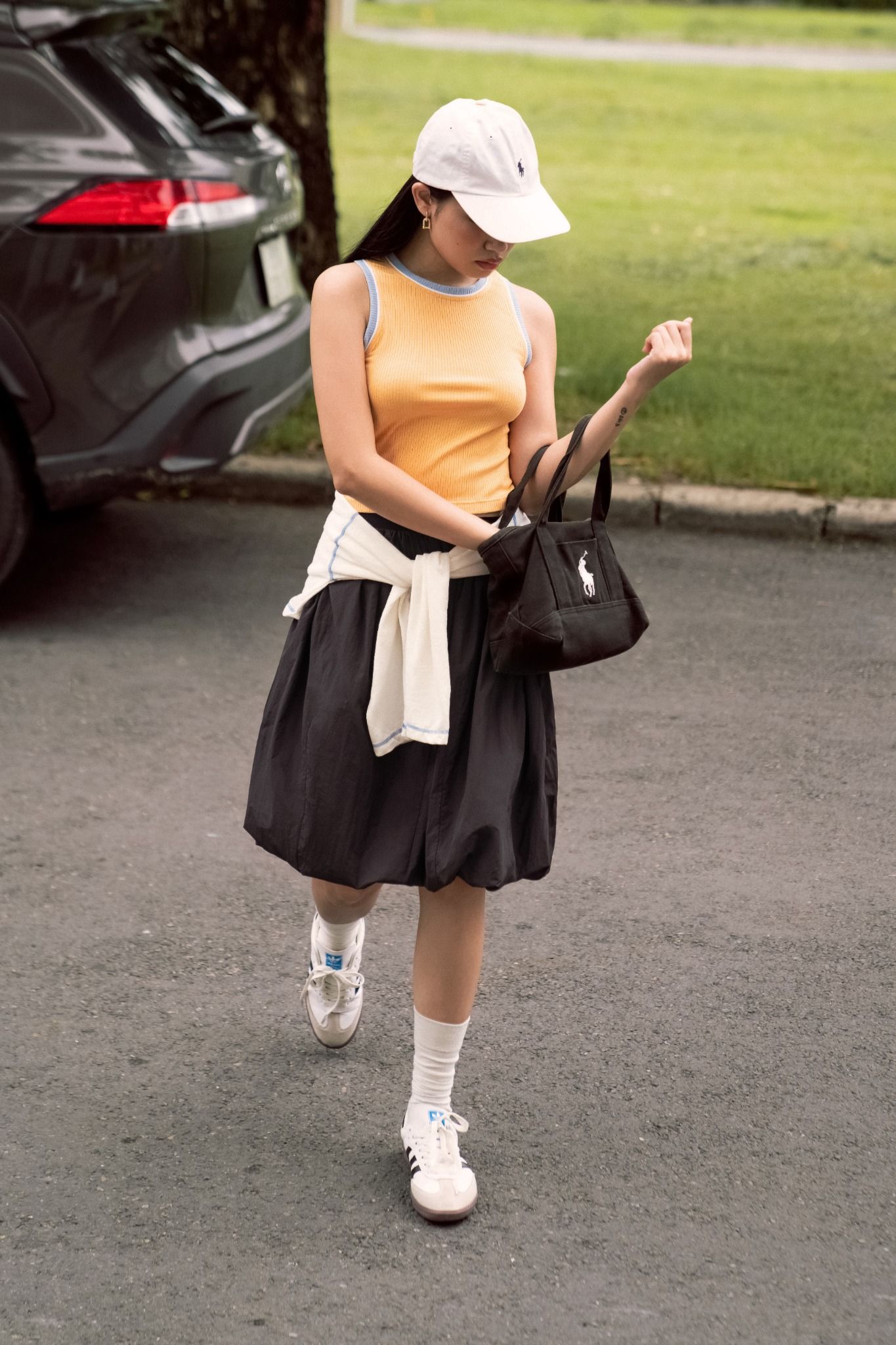 Orange Blue Hem Tank Top