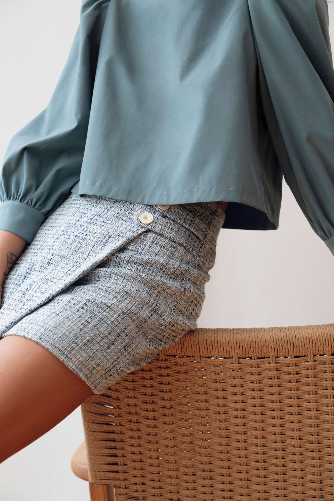 Blue Tweed Mini Skirt