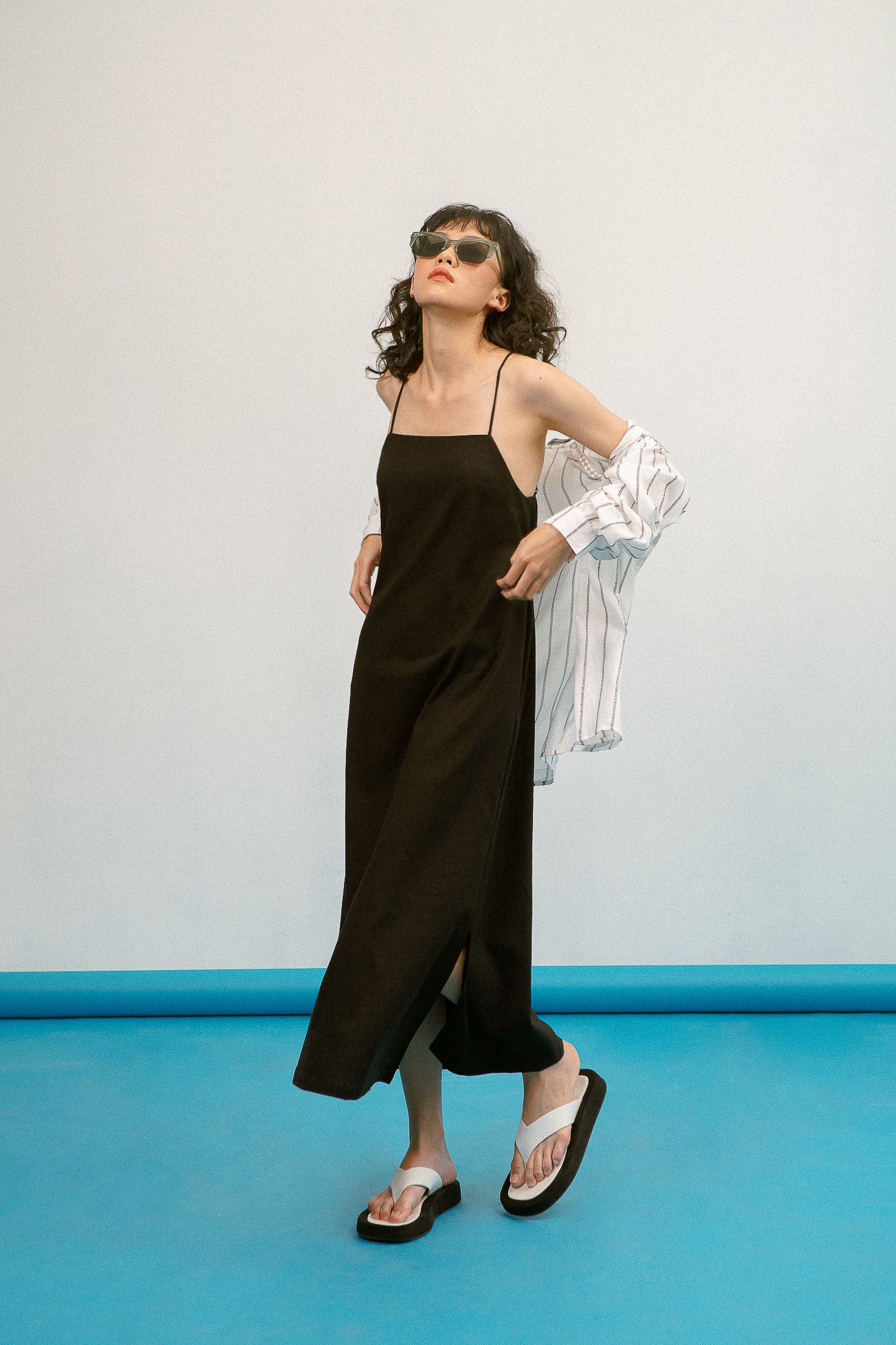 Black Linen Midi Dress
