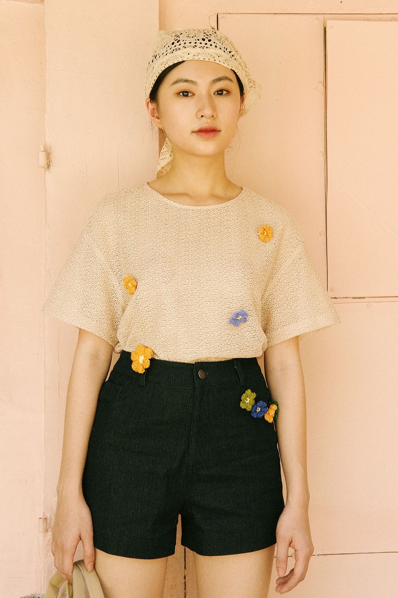 Crochet Top With Removable Flower Pins