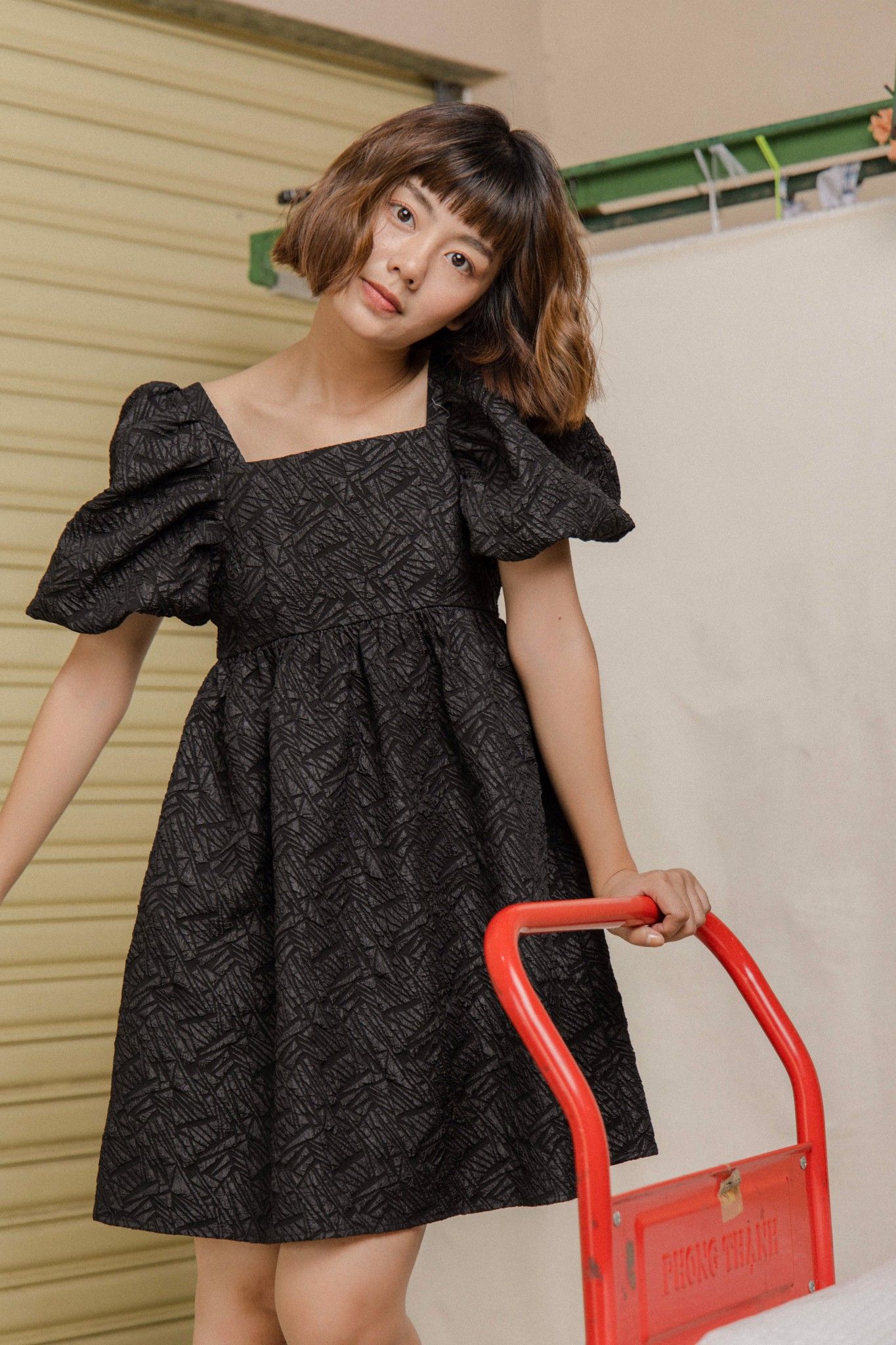 Black Jacquard Dress