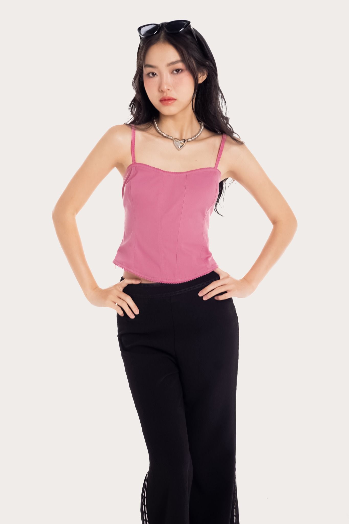  Barbie Pink Khaki Corset Style Top 