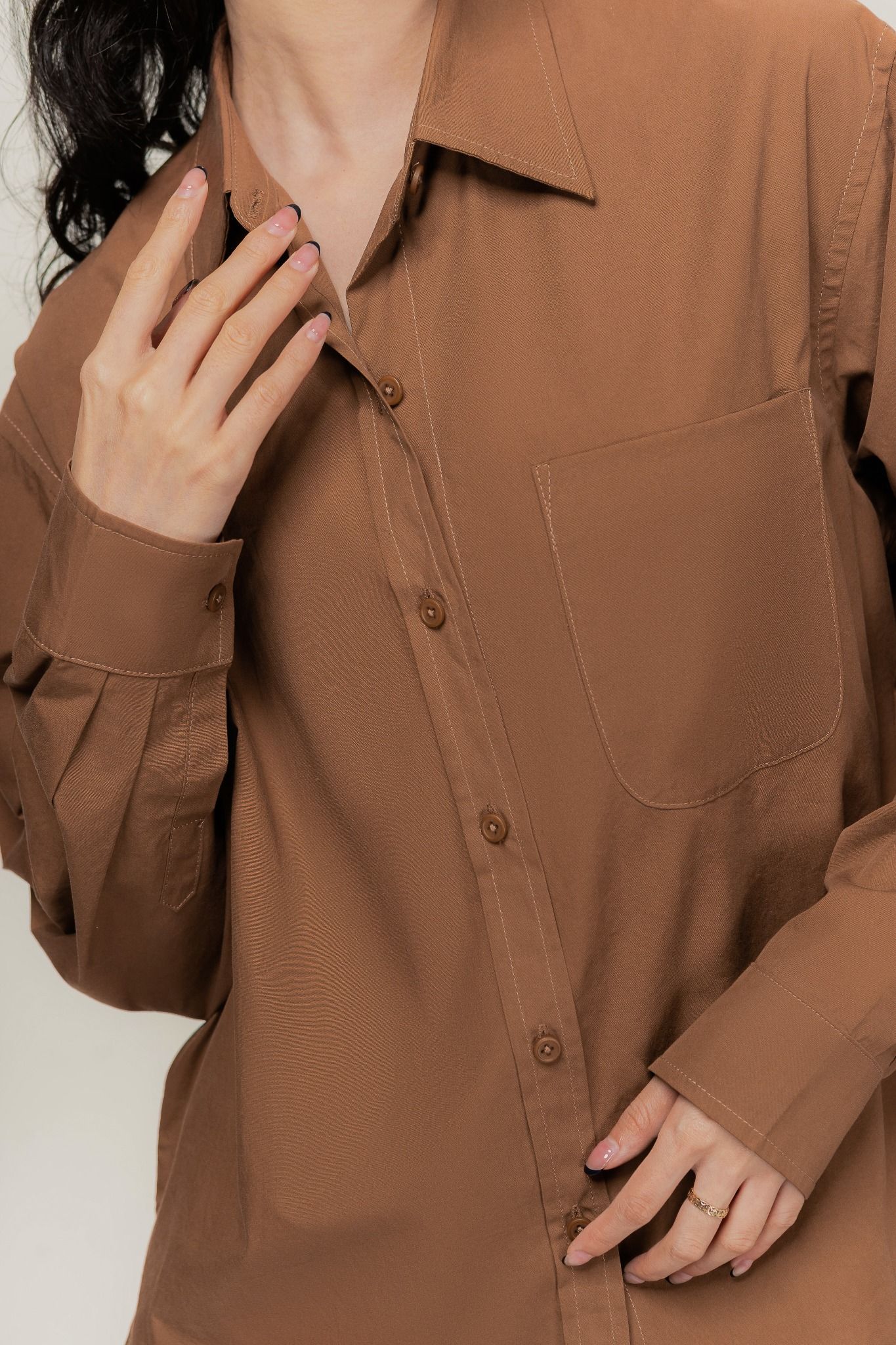  Chocolate Poplin Relaxed Fit Shirt 