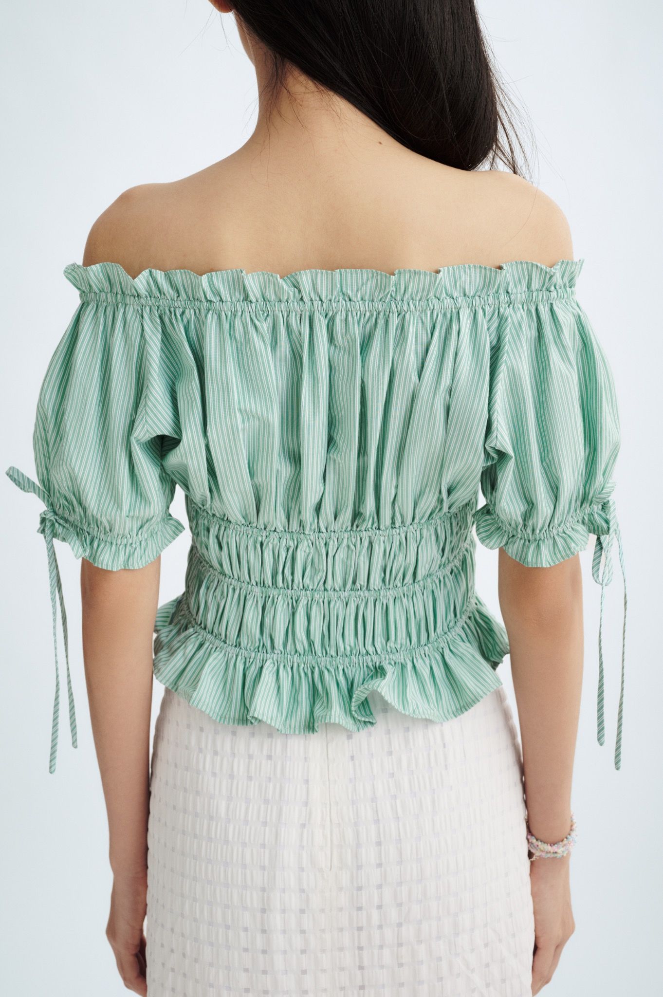 Ruched Tie Bow Top
