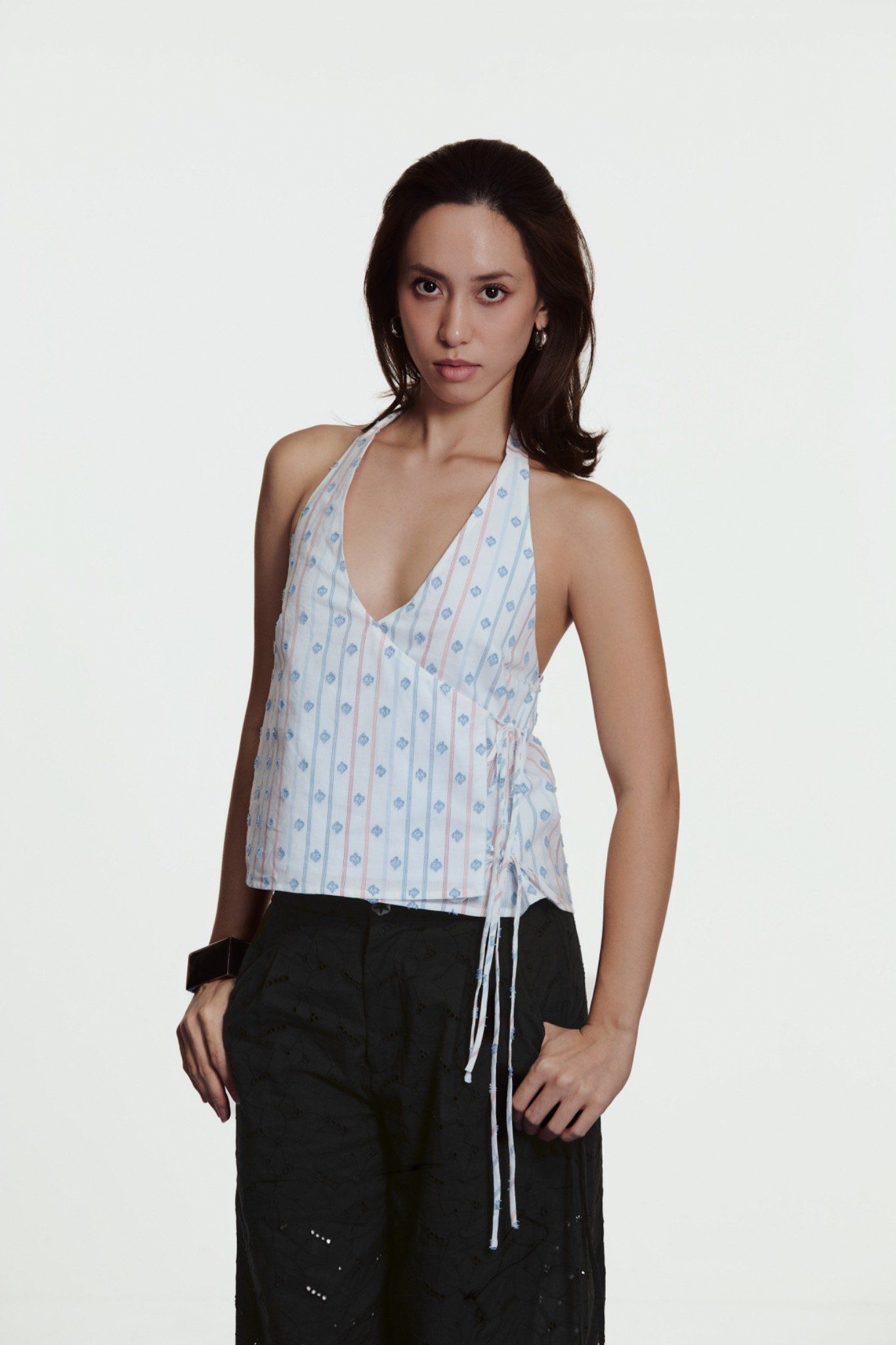 Striped Halter Neck Top