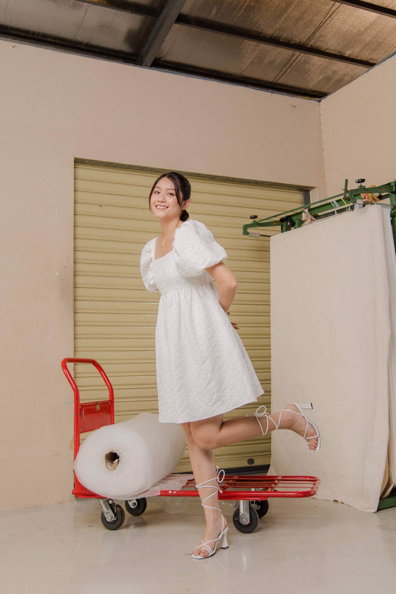 White Jacquard Dress
