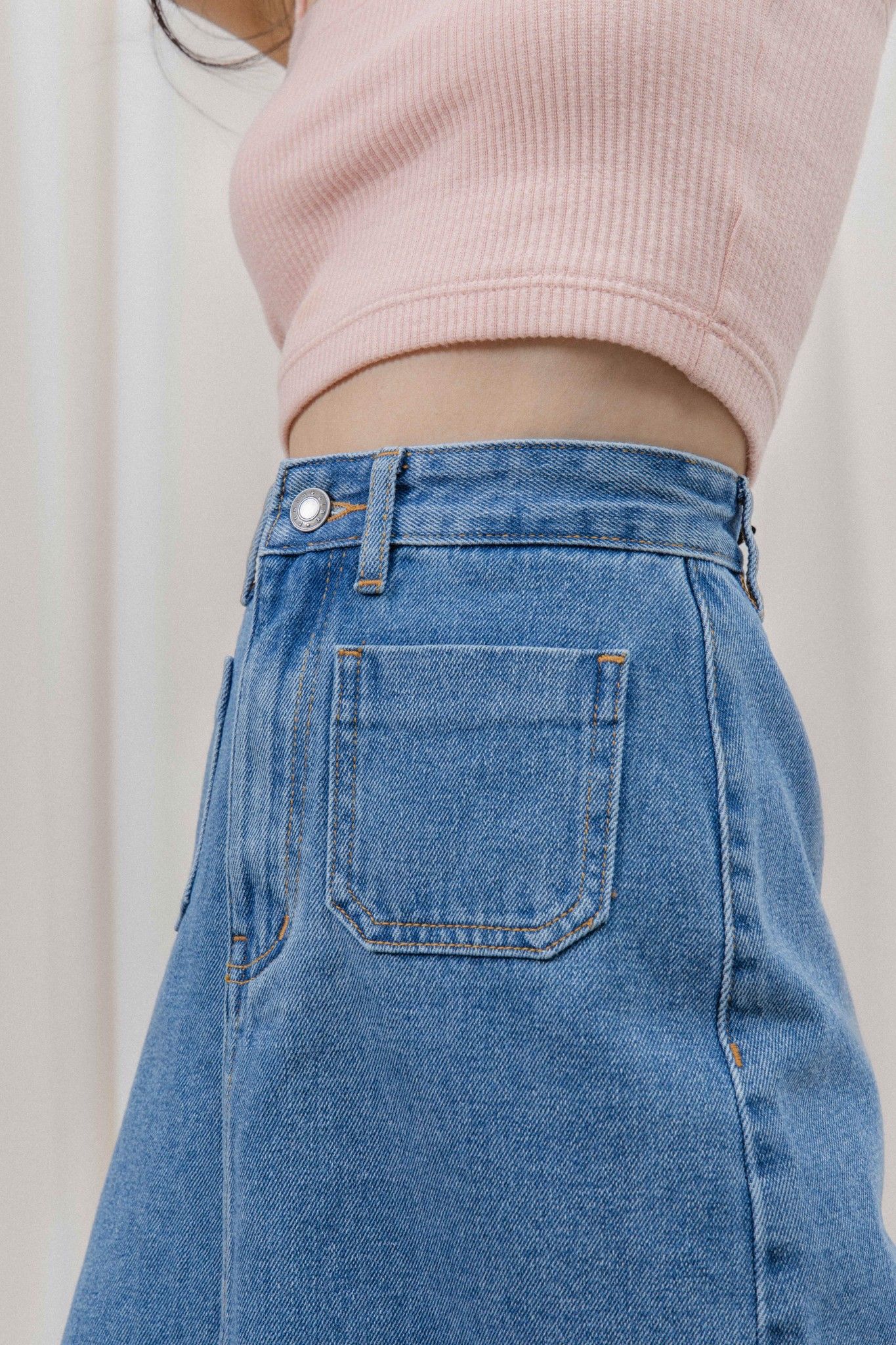 Denim Midi Skirt- Light Blue
