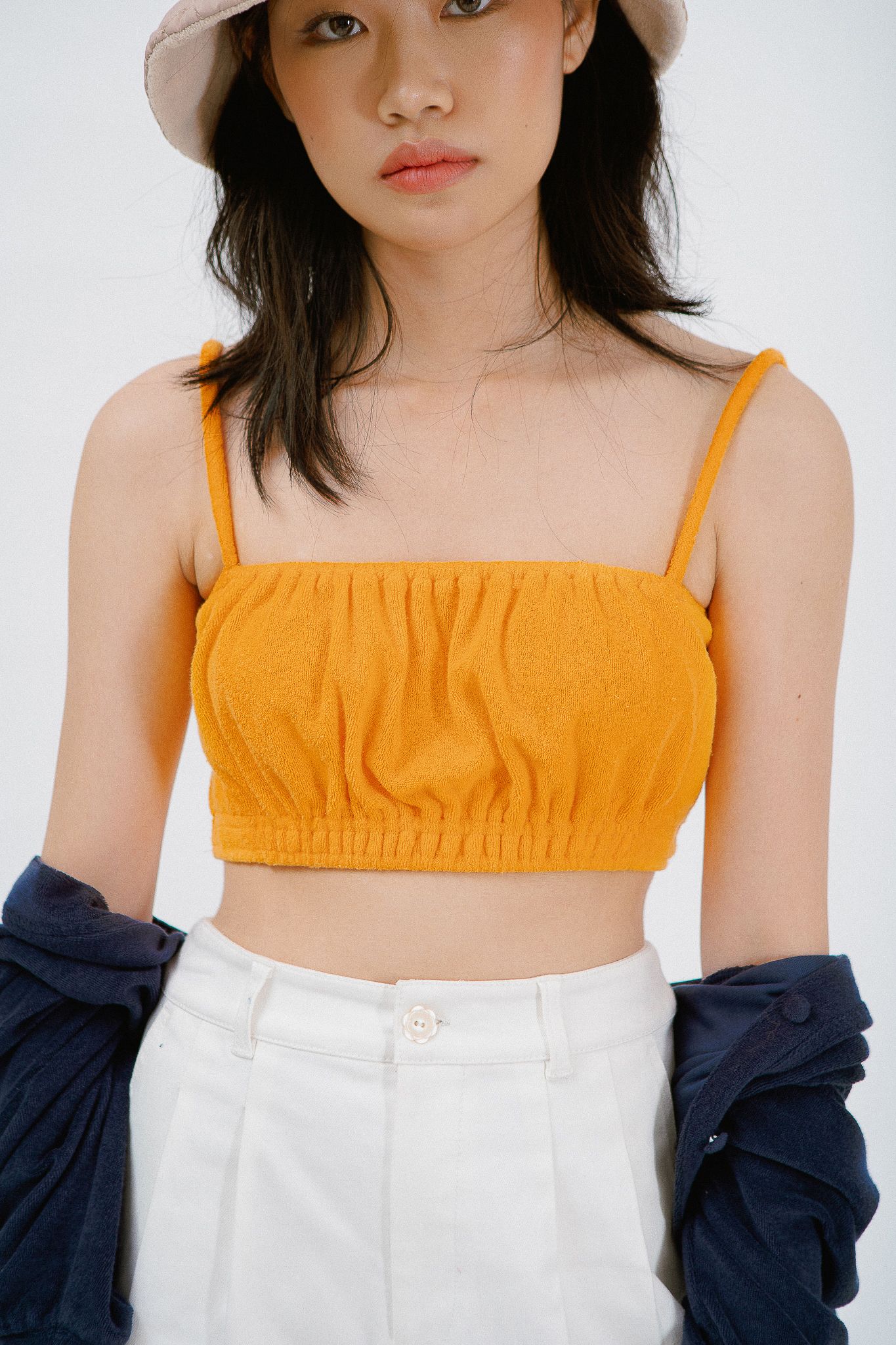 Light Orange Terry Crop Top