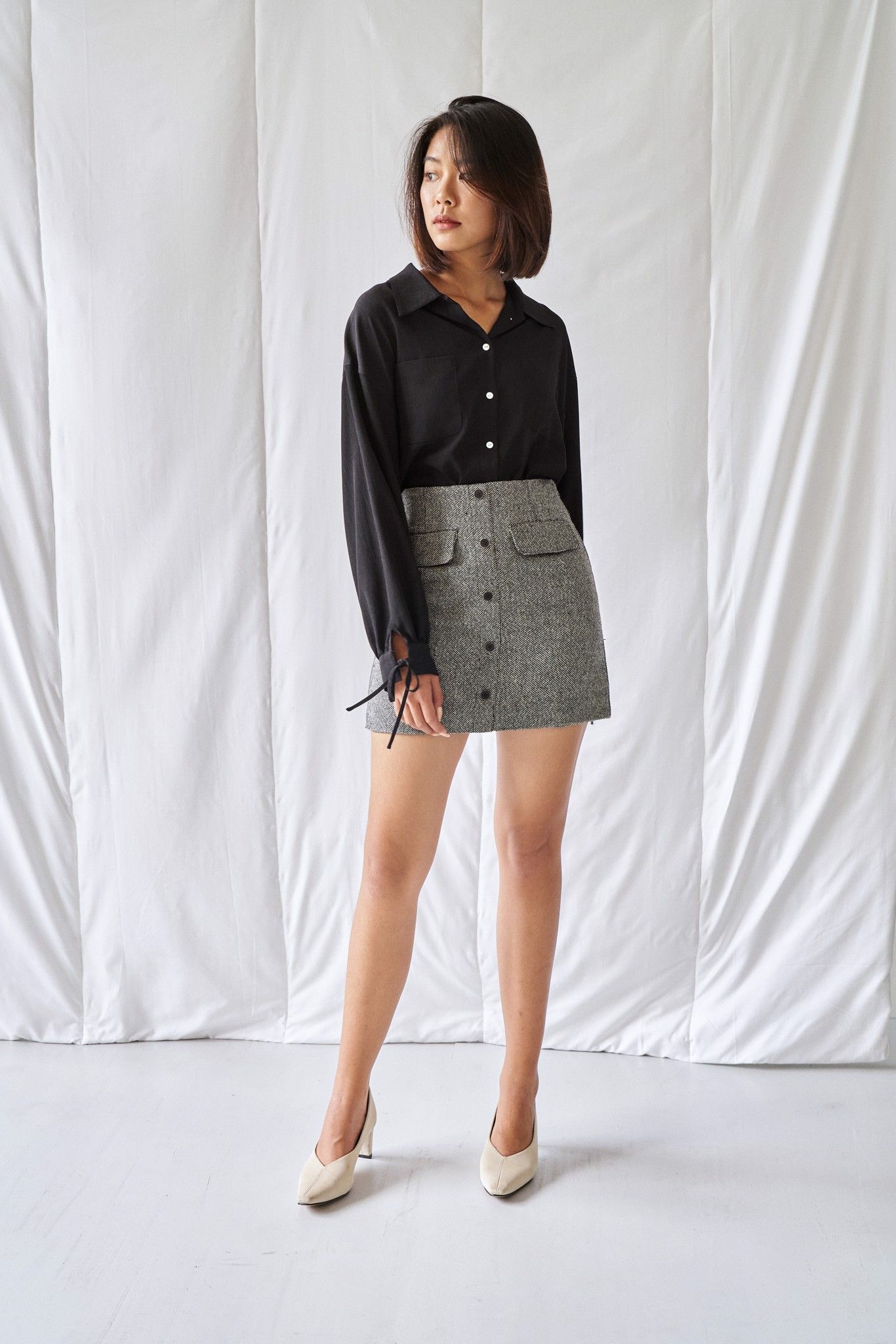 Grey Tweed Mini Skirt