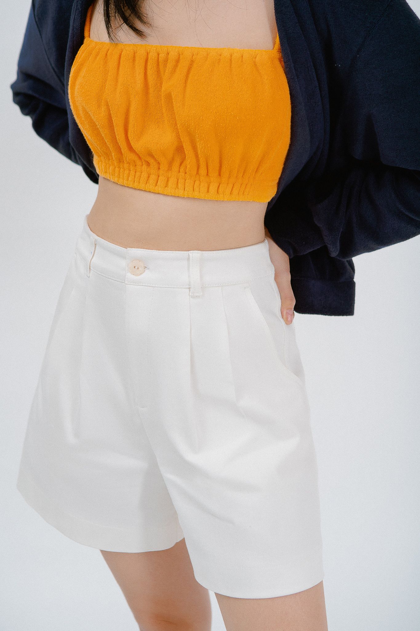 Light Orange Terry Crop Top