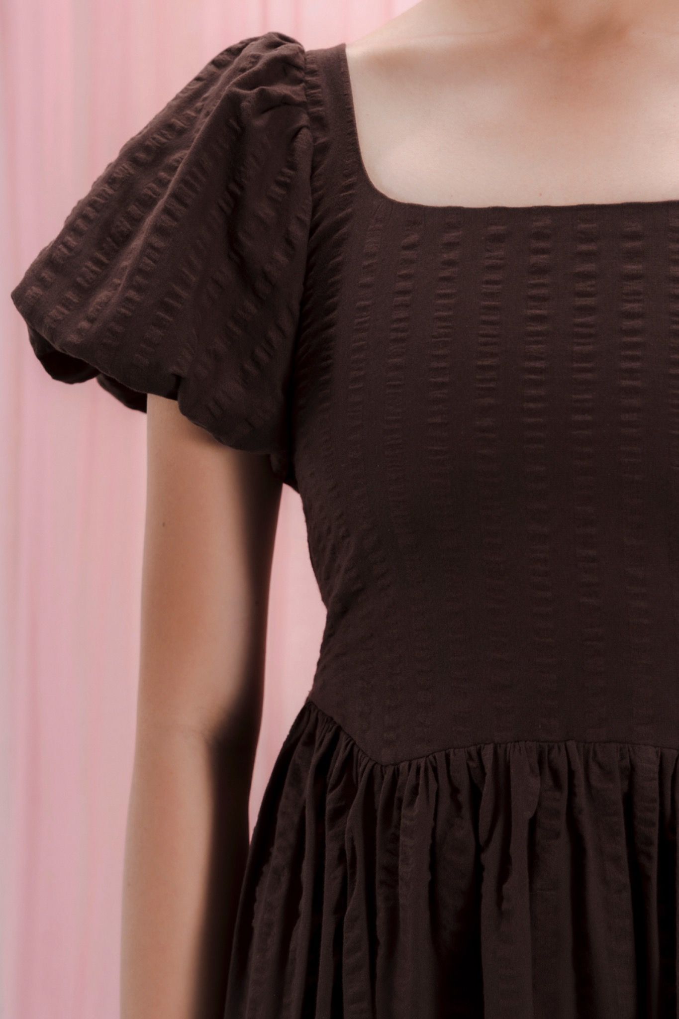 Puff Sleeves Midi Dress