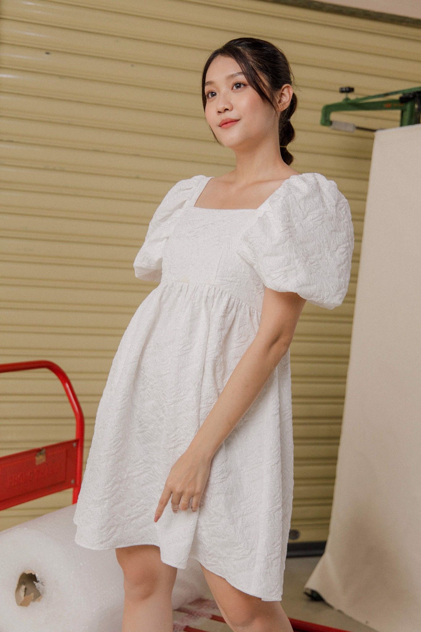 White Jacquard Dress