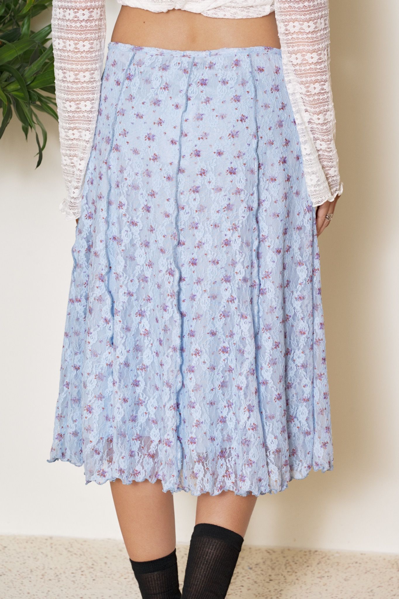 Floral Lace Midi Skirt