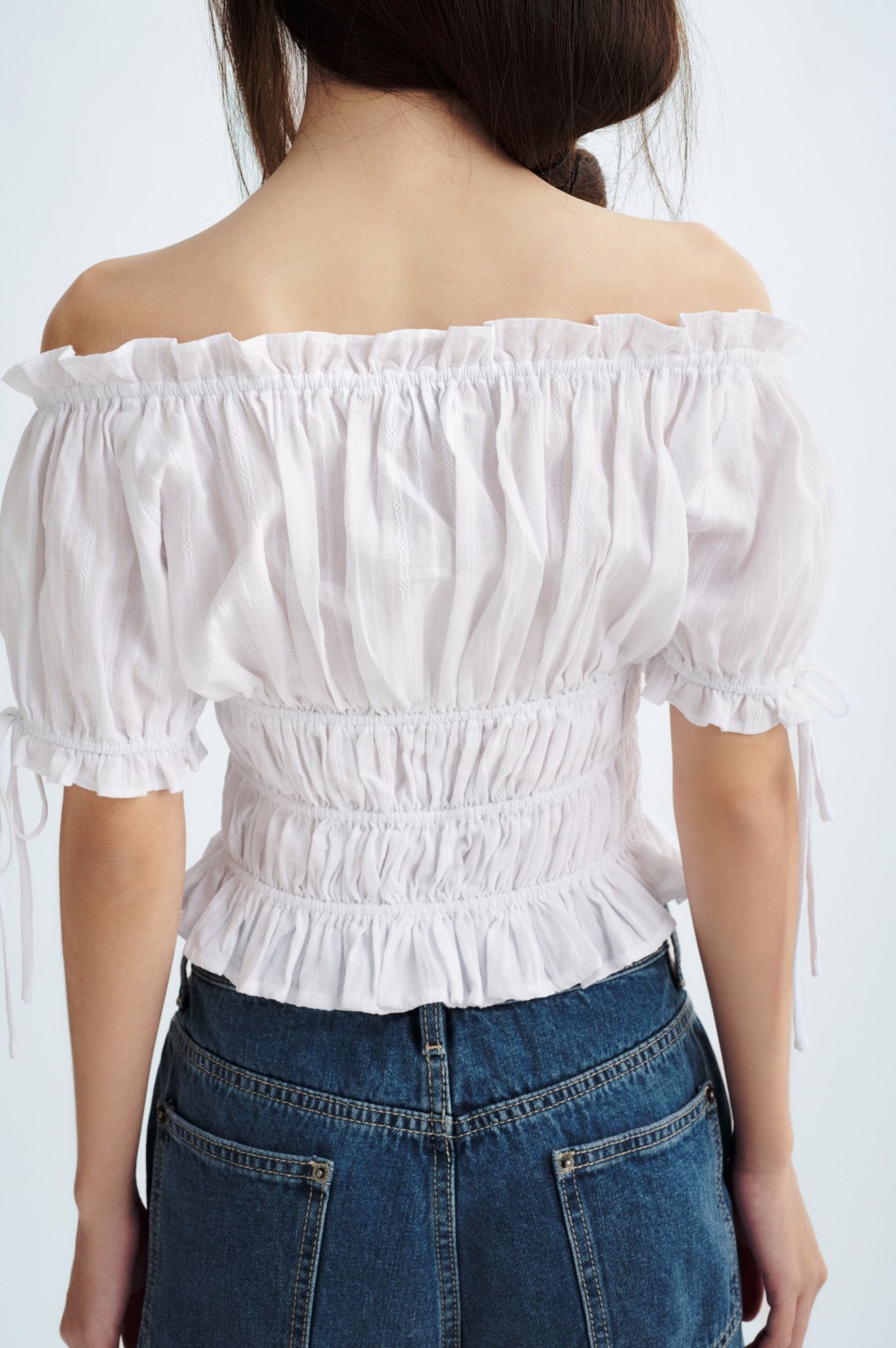 Ruched Tie Bow Top