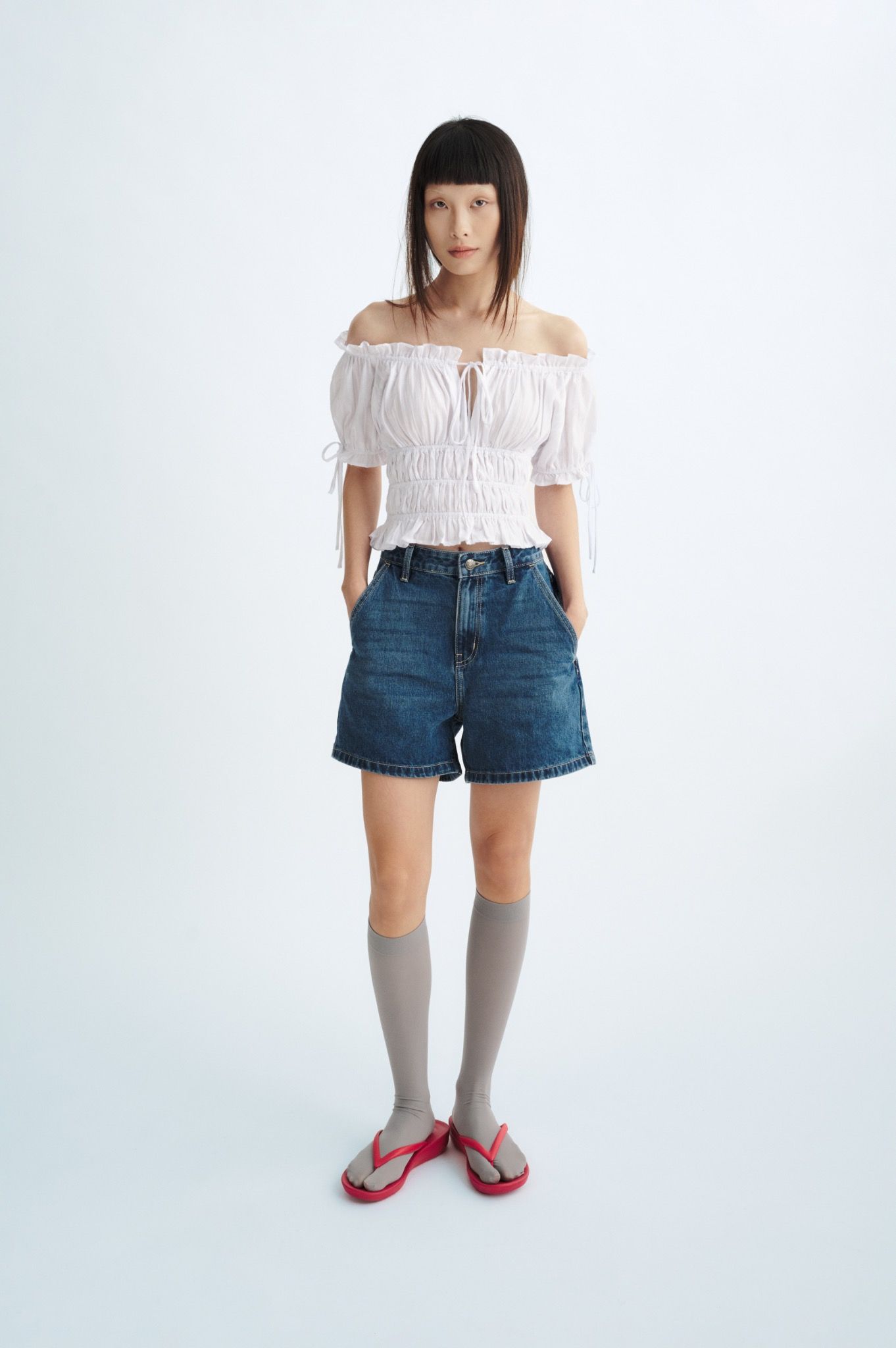 Ruched Tie Bow Top