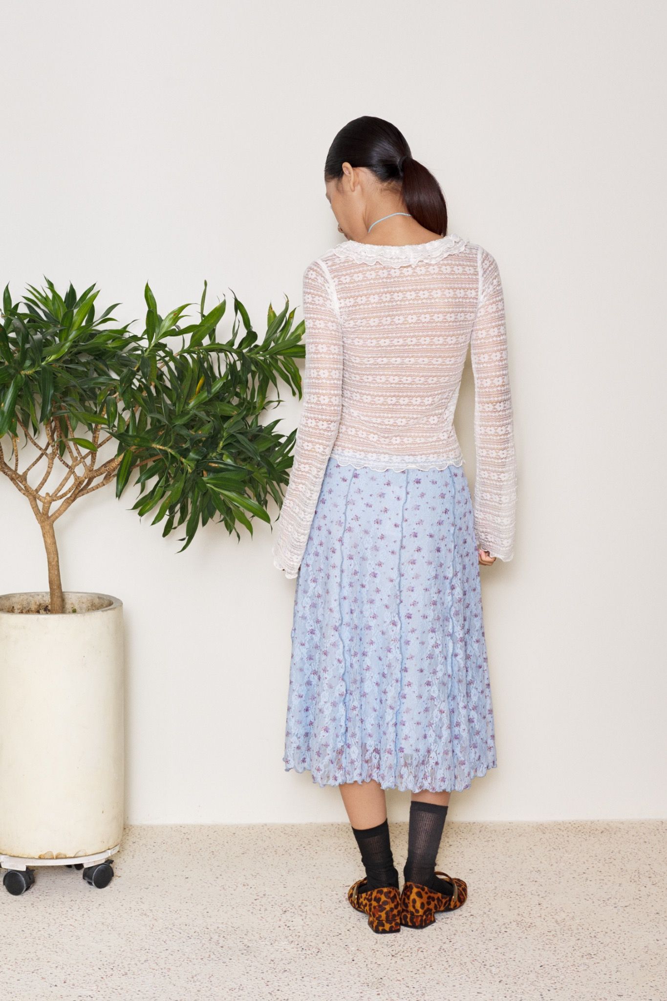 Floral Lace Midi Skirt