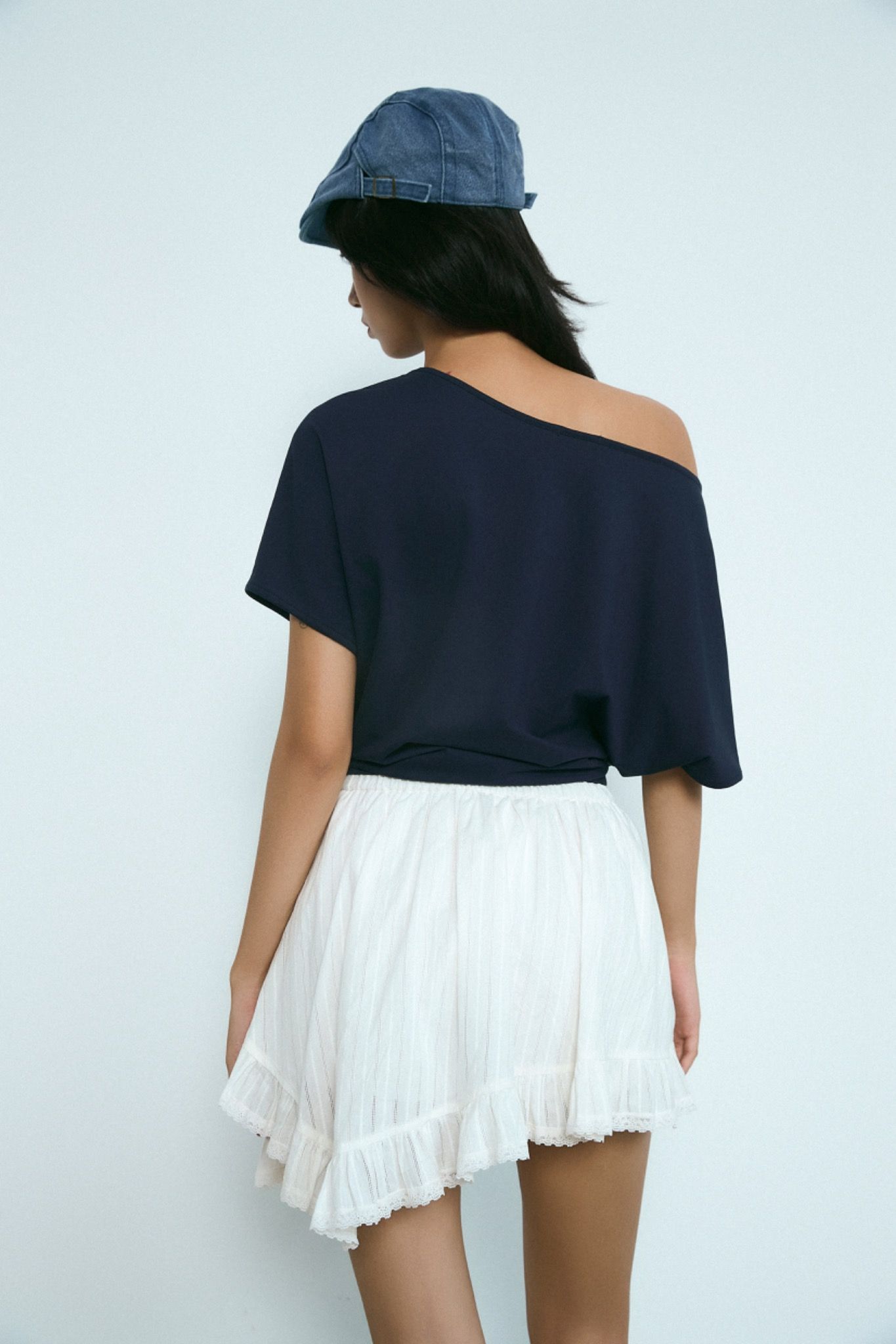Navy Boat Neck Top