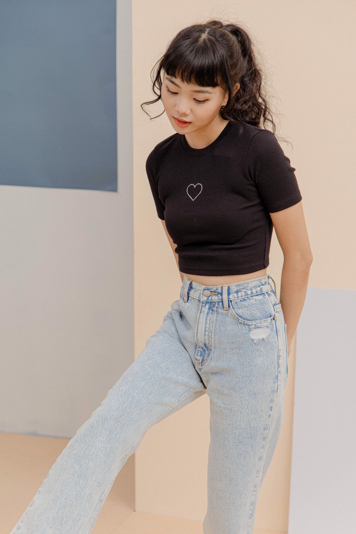 Black Cotton Crop Top